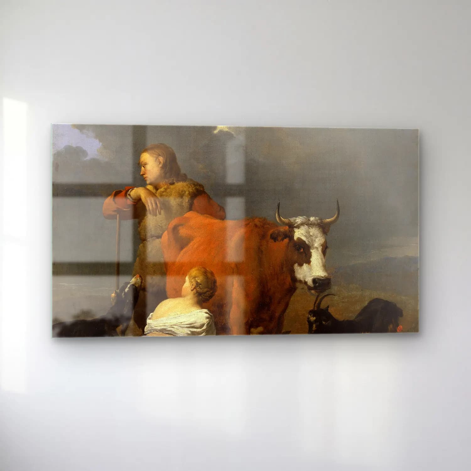 Karel Dujardin – Peasant Girl Milking a Cow cam tablo — sol açıdan görünüm