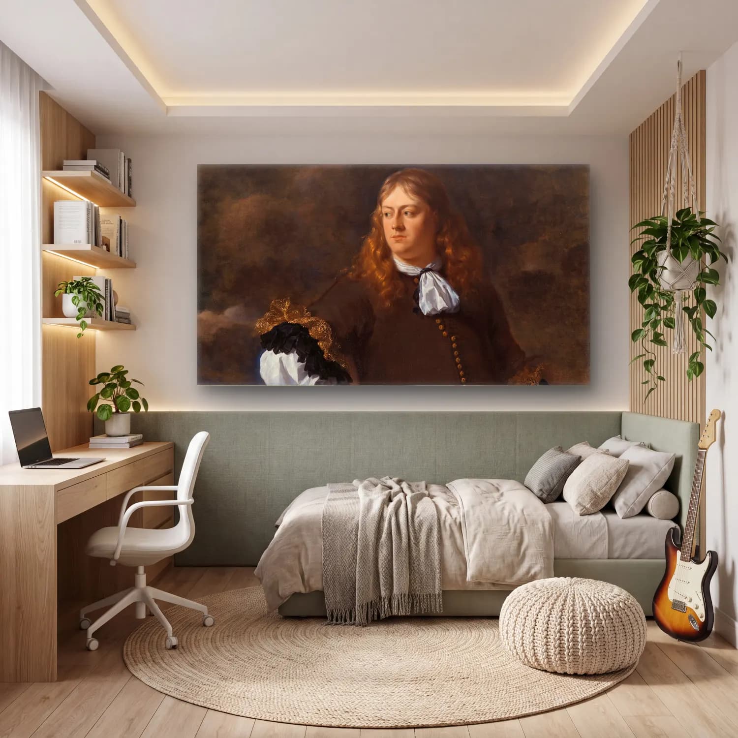 Karel Dujardin – Portrait of a Man cam tablo — genç odasında