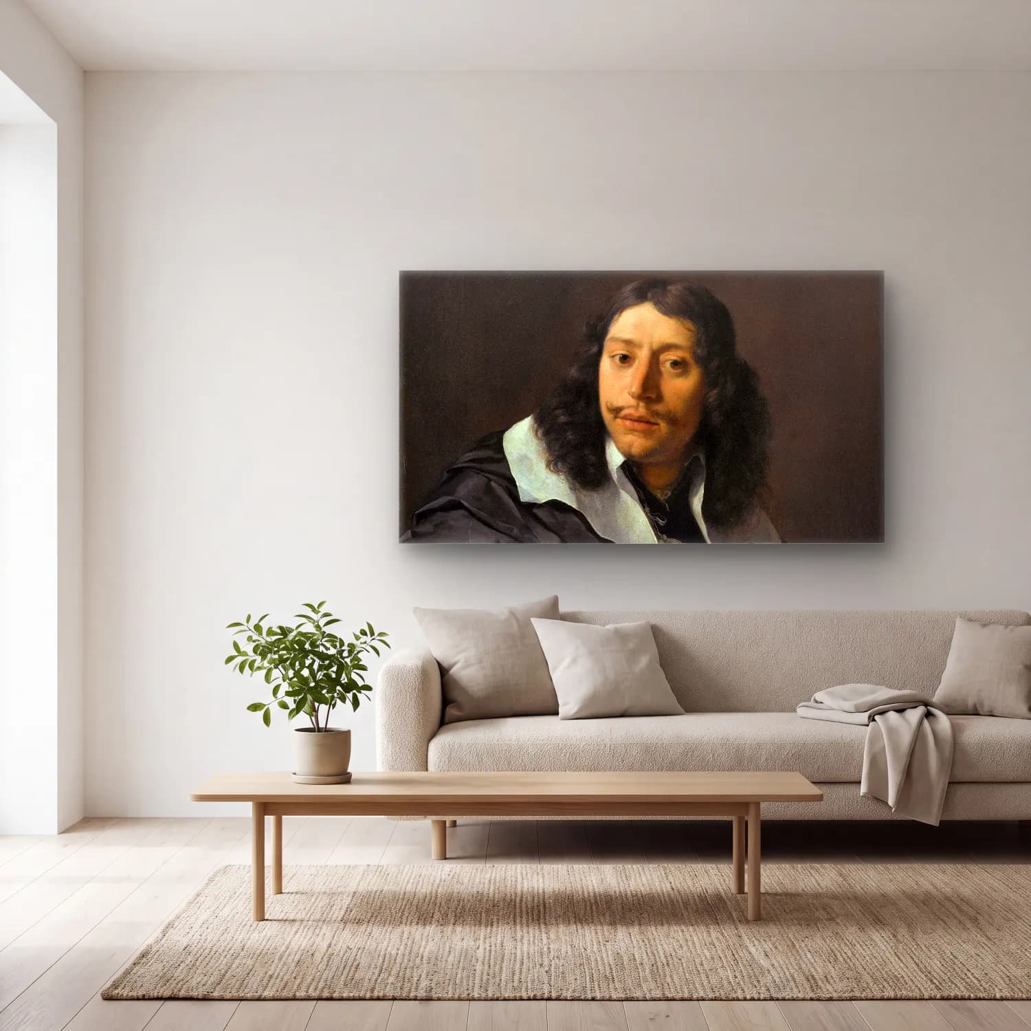 Karel Dujardin – Self-portrait cam tablo — açık renk salonda
