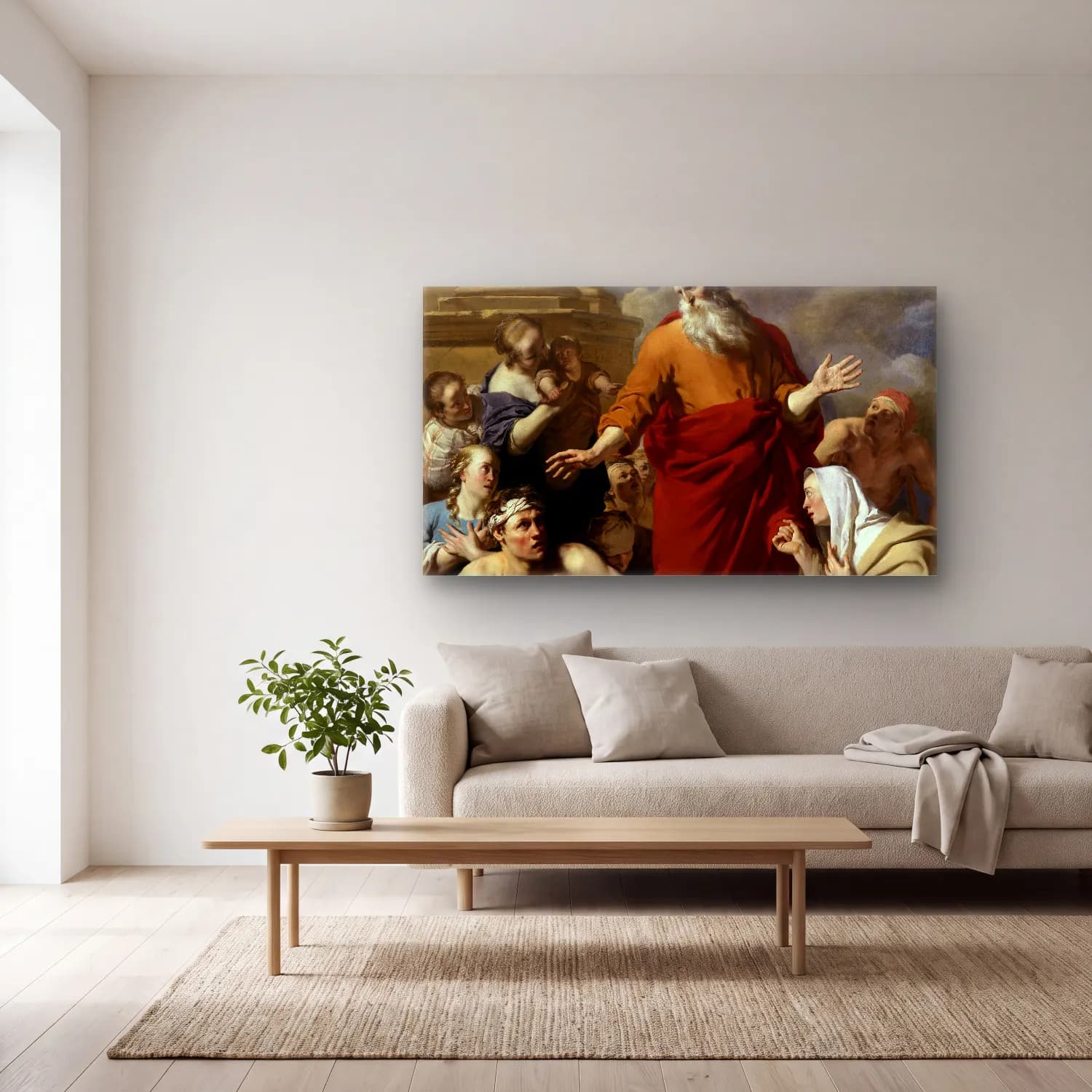 Karel Dujardin – St Paul Healing the Cripple at Lystra cam tablo — açık renk salonda