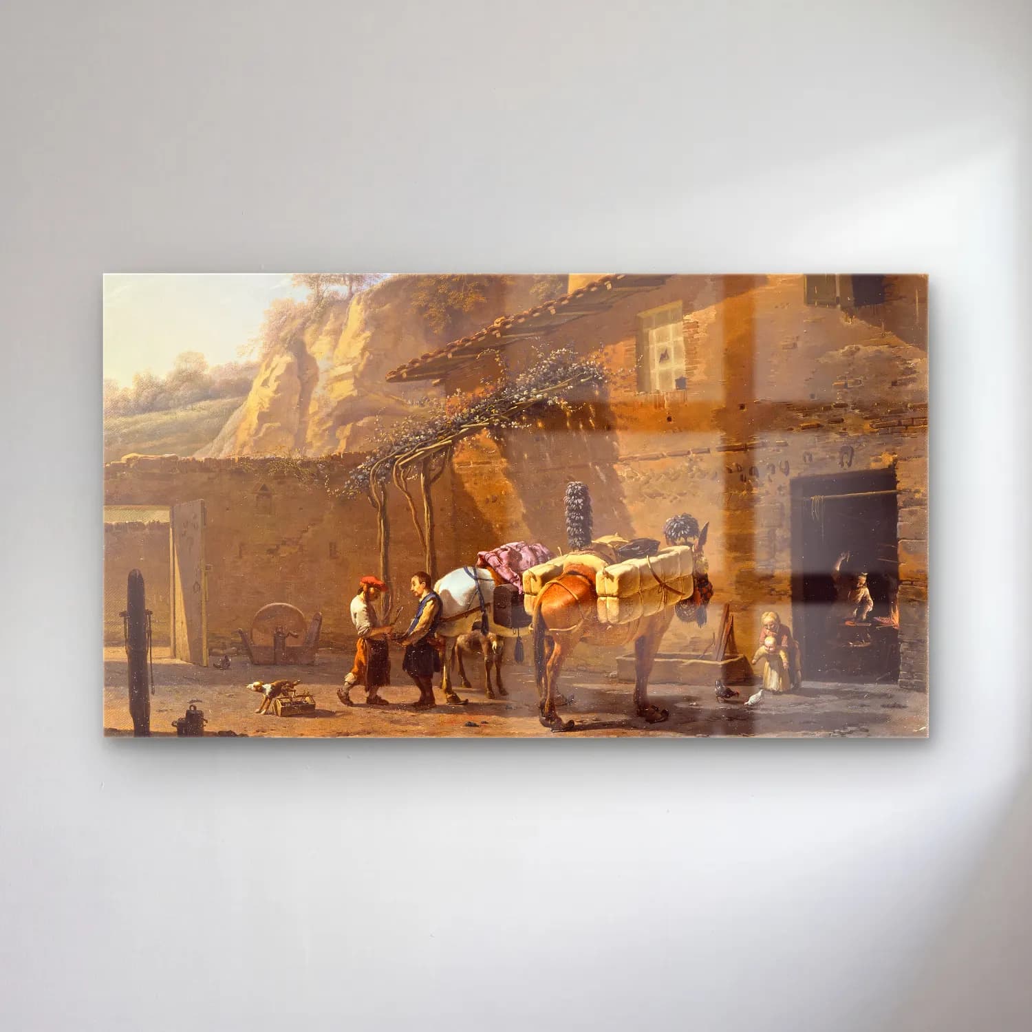 Karel Dujardin – The Smithy cam tablo — Karel Dujardin – The Smithy — yağlı boya köy sokağı