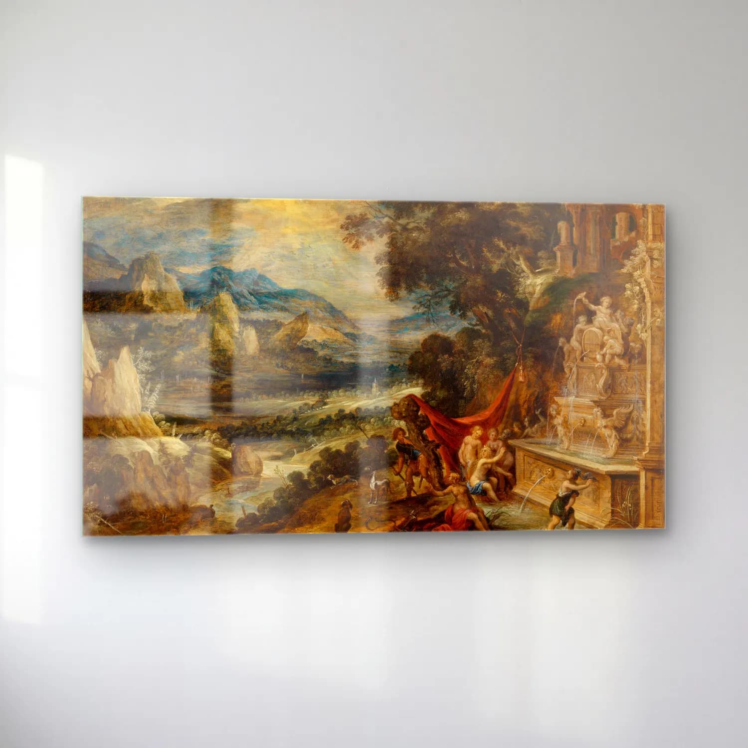 Kerstiaen de Keuninck – Landscape with Diana and Actaeon cam tablo — sol açıdan görünüm