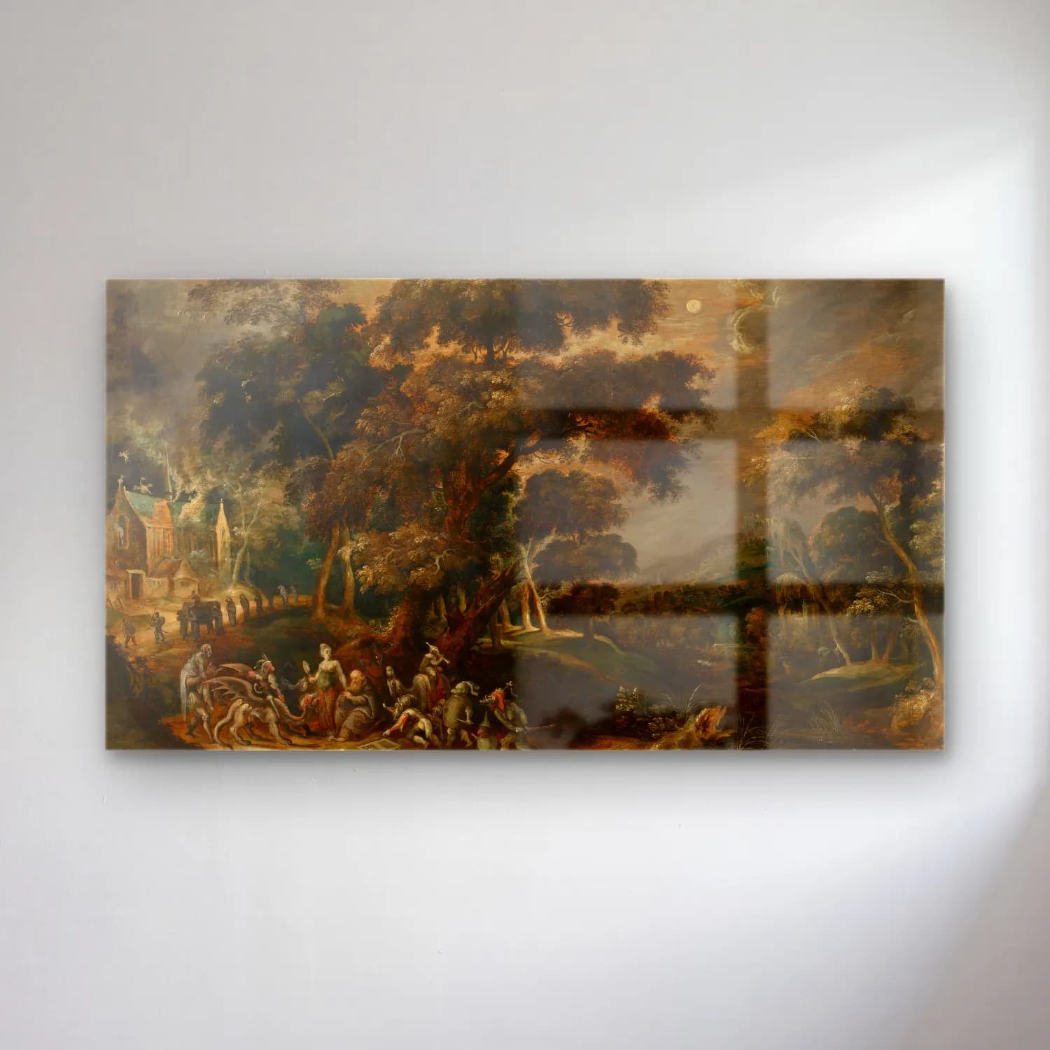 Kerstiaen de Keuninck – Landscape with the Temptation of Saint Anthony the Great cam tablo — Kerstiaen de Keuninck – Landscape with the Temptation of Saint Anthony the Great — yağlı boya mitolojik sahne