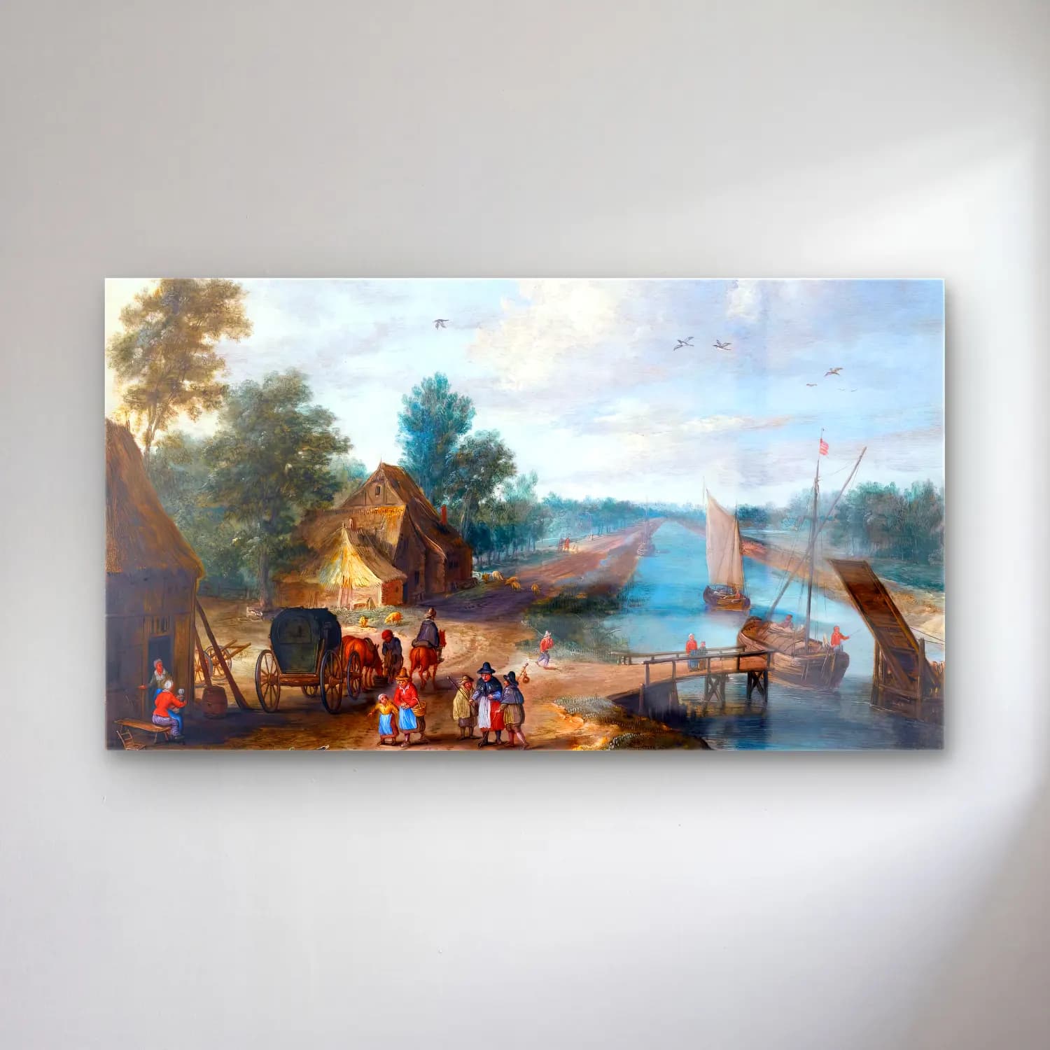 Yağlı Boya Kırda Nehir – Pastel Tonlar cam tablo — Yağlı Boya Kırda Nehir – Pastel Tonlar — yağlı boya kırda nehir