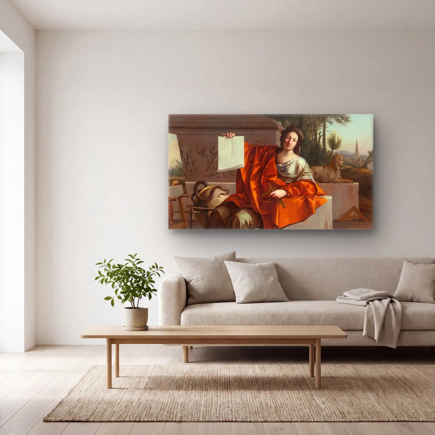 Laurent de la Hyre – Laurent de la Hyre - Allegory Of Geometry cam tablo — açık renk salonda