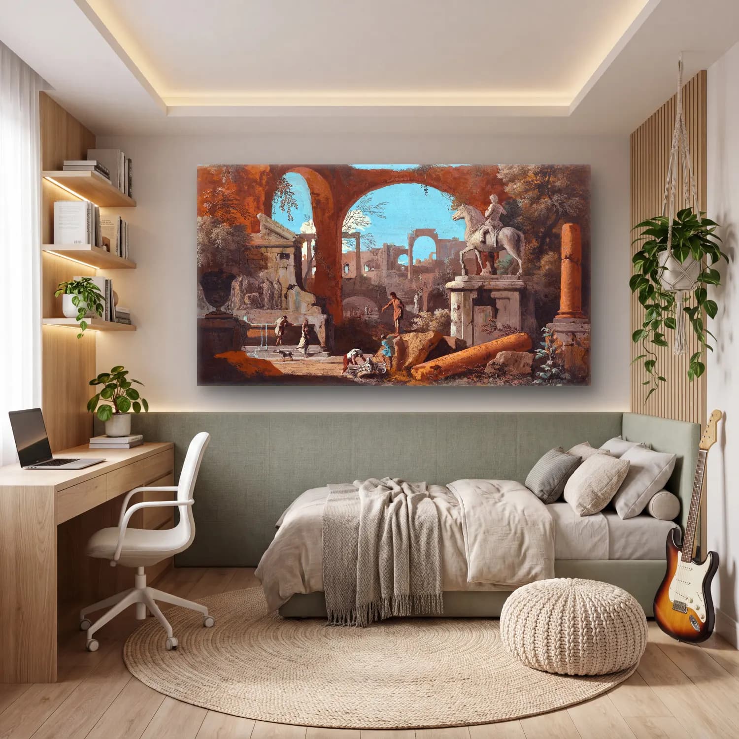 Marco Ricci – A Capriccio of Roman Ruins cam tablo — genç odasında