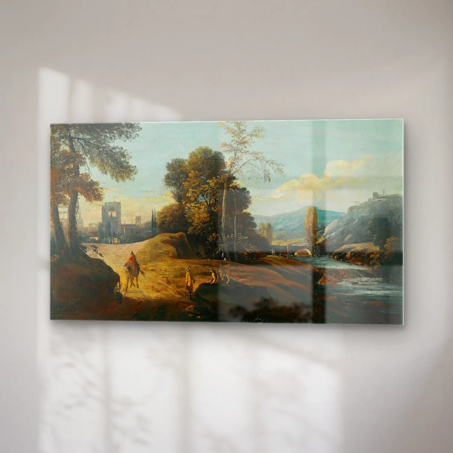 Marco Ricci – A Fluvial Landscape With Figures On A Path, A Town Beyond cam tablo — sağ açıdan görünüm
