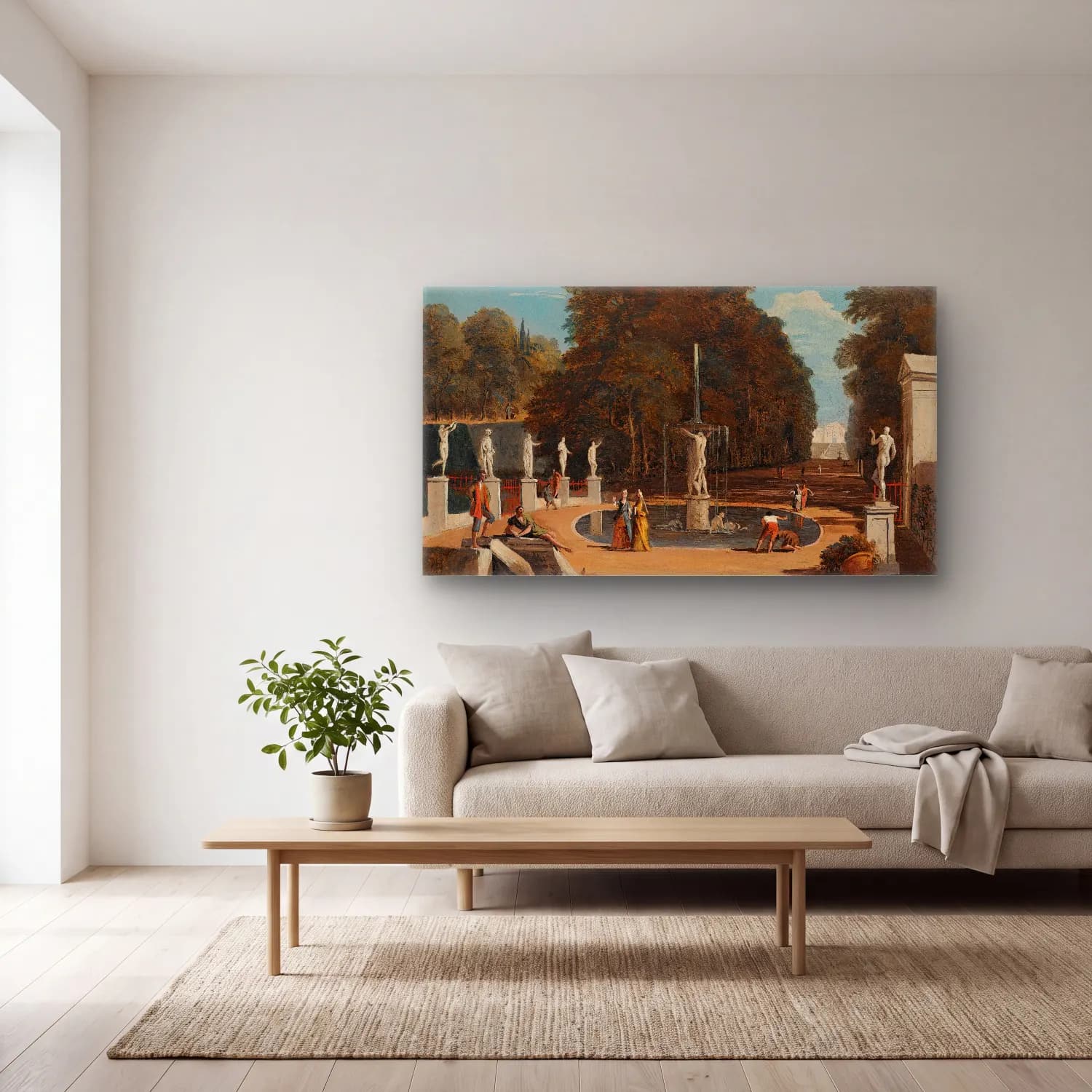 Marco Ricci – A Landscape With Figures Conversing In A Park Beside A… cam tablo — açık renk salonda
