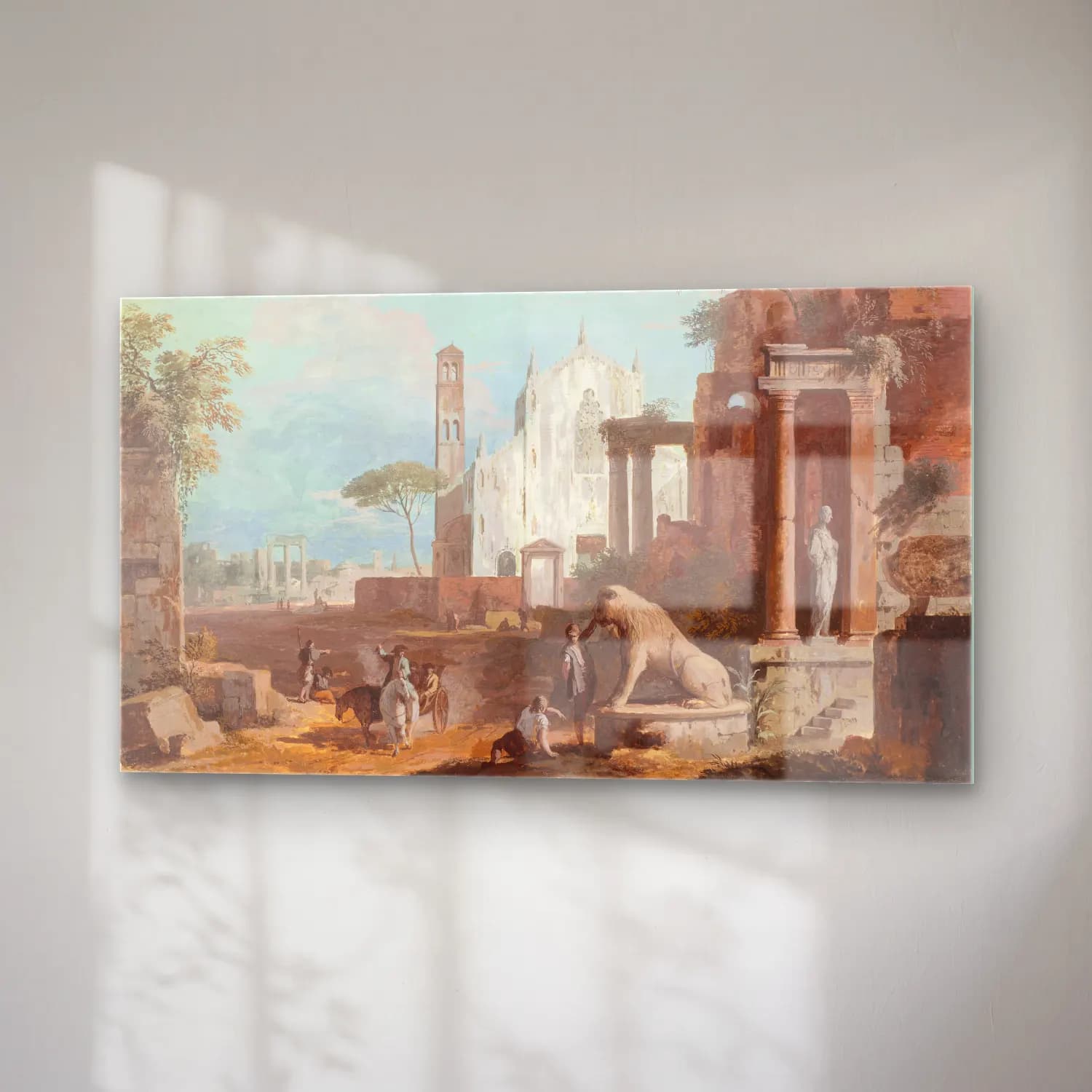 Marco Ricci – A capriccio with a Gothic church and antique ruins cam tablo — sağ açıdan görünüm