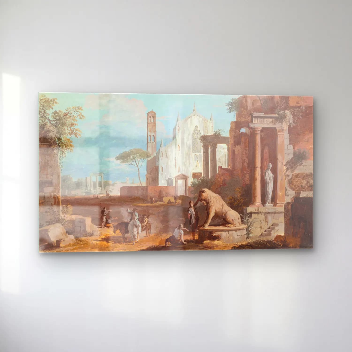 Marco Ricci – A capriccio with a Gothic church and antique ruins cam tablo — sol açıdan görünüm