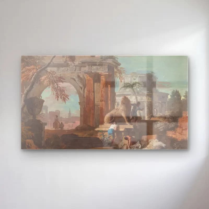Marco Ricci – Capriccio with Roman Ruins cam tablo — Marco Ricci – Capriccio with Roman Ruins — vintage antik kalıntılar