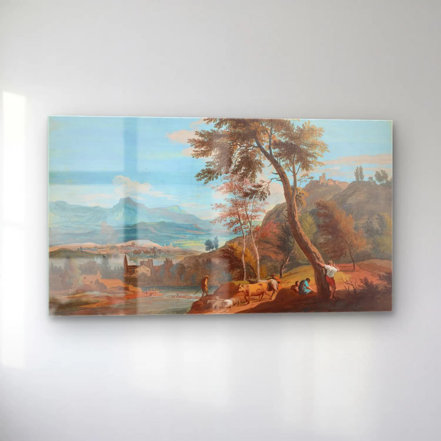 Marco Ricci – Farmers and cattle by a river cam tablo — sol açıdan görünüm