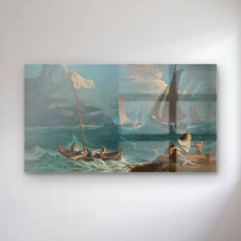 Marco Ricci – Fishing Boats in a Storm (about 1715) cam tablo — Marco Ricci – Fishing Boats in a Storm (about 1715) — yağlı boya fırtınalı denizde gemi
