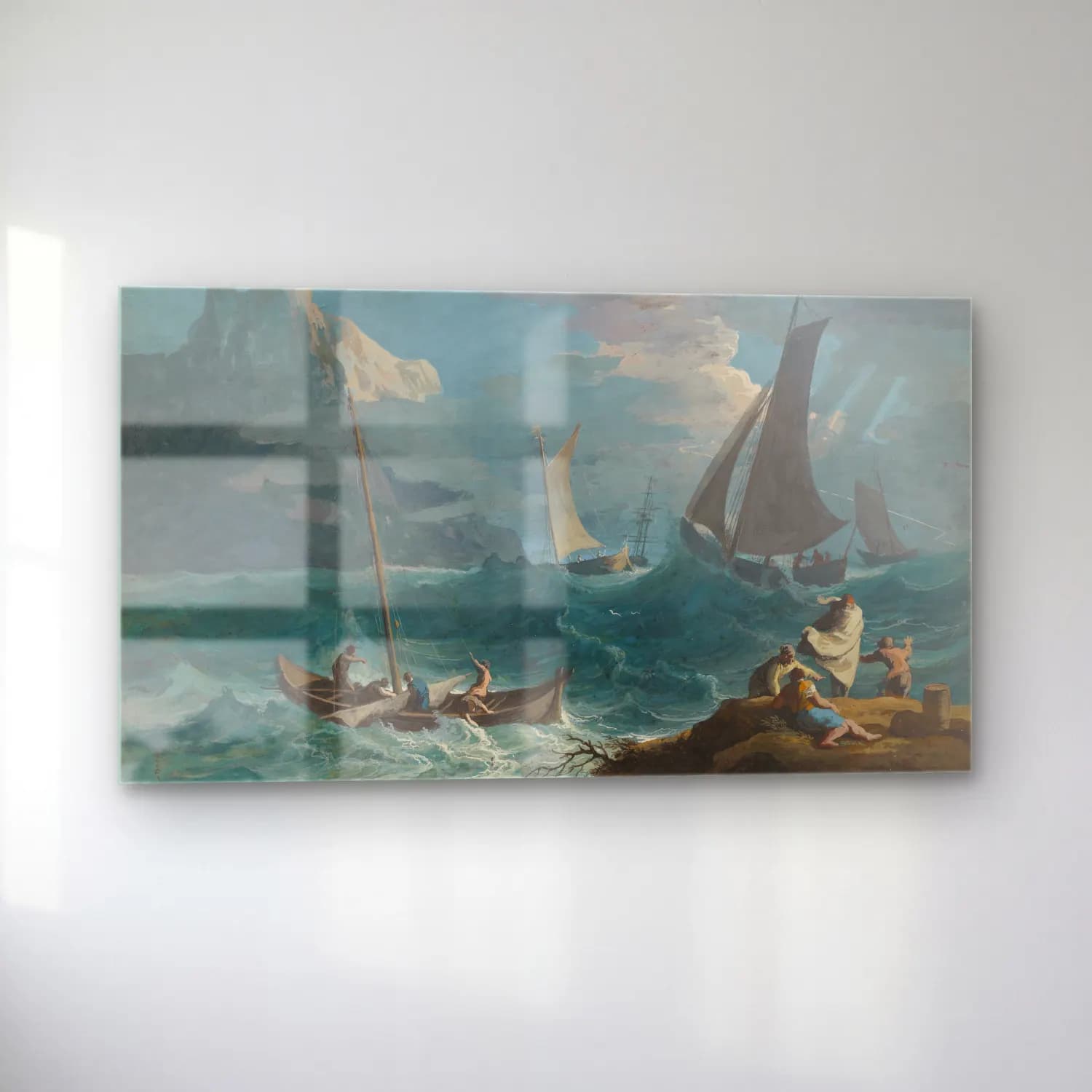 Marco Ricci – Fishing Boats in a Storm (about 1715) cam tablo — sol açıdan görünüm