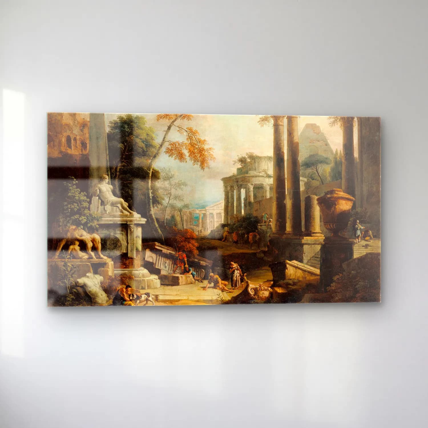 Marco Ricci – Landscape with Classical Ruins and Figures cam tablo — sol açıdan görünüm