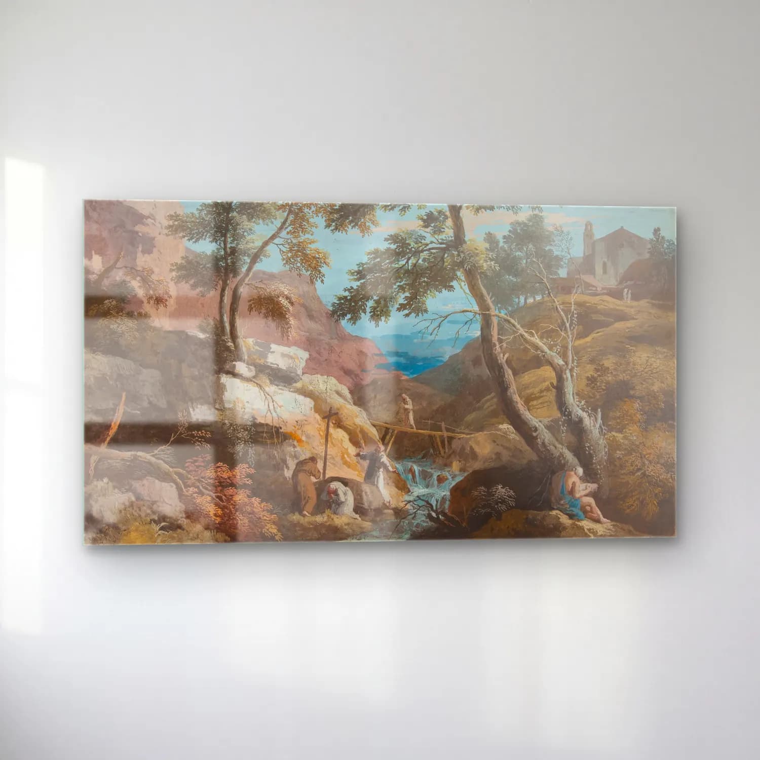 Marco Ricci – Mountainous Landscape with Hermits cam tablo — sol açıdan görünüm