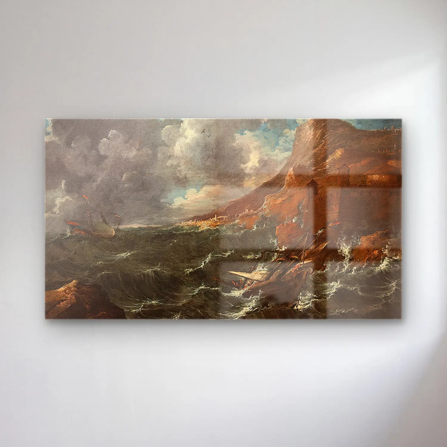 Marco Ricci – Ships in a Gale cam tablo — Marco Ricci – Ships in a Gale — yağlı boya fırtınalı denizde gemi