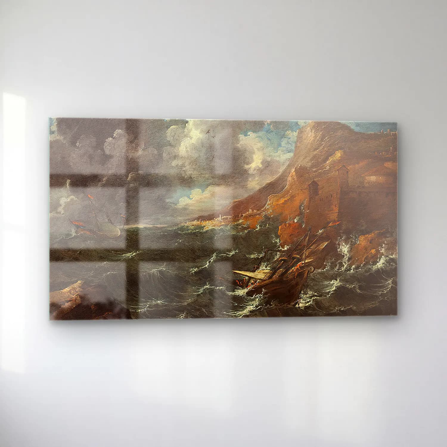 Marco Ricci – Ships in a Gale cam tablo — sol açıdan görünüm