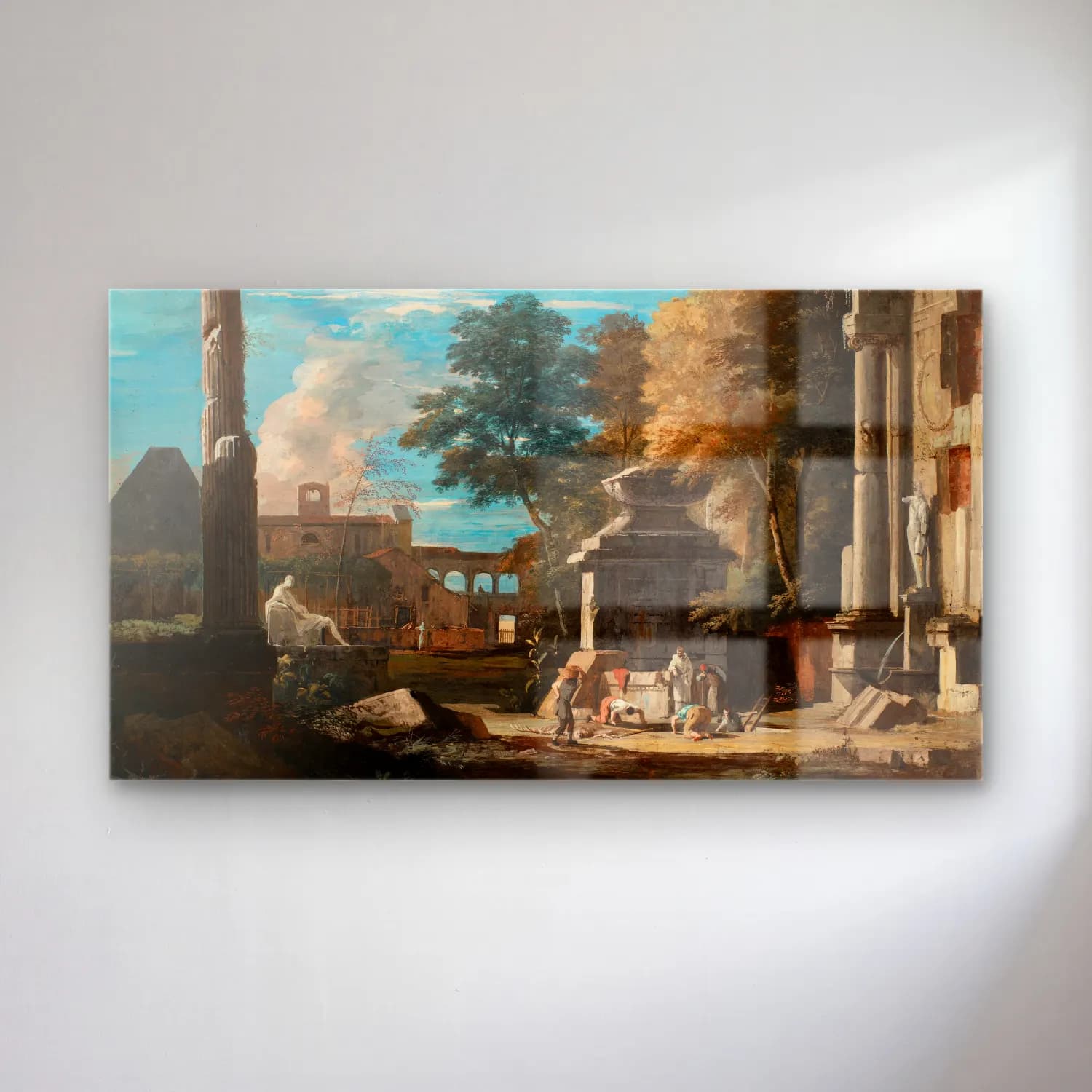 Marco Ricci – Venetian Capriccio With a Body Being Exhumed and a… cam tablo — Marco Ricci – Venetian Capriccio With a Body Being Exhumed and a… — yağlı boya antik kalıntılar