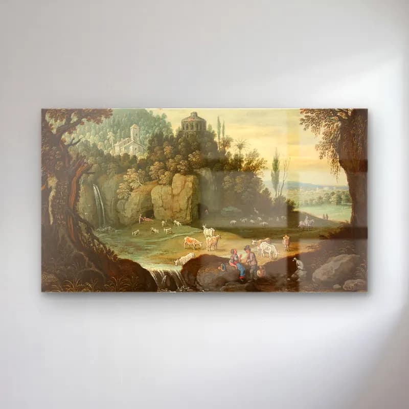 Marten Ryckaert – Diseuse de bonne aventure dans un paysage et Couple de… cam tablo — Marten Ryckaert – Diseuse de bonne aventure dans un paysage et Couple de… — yağlı boya antik kalıntılar