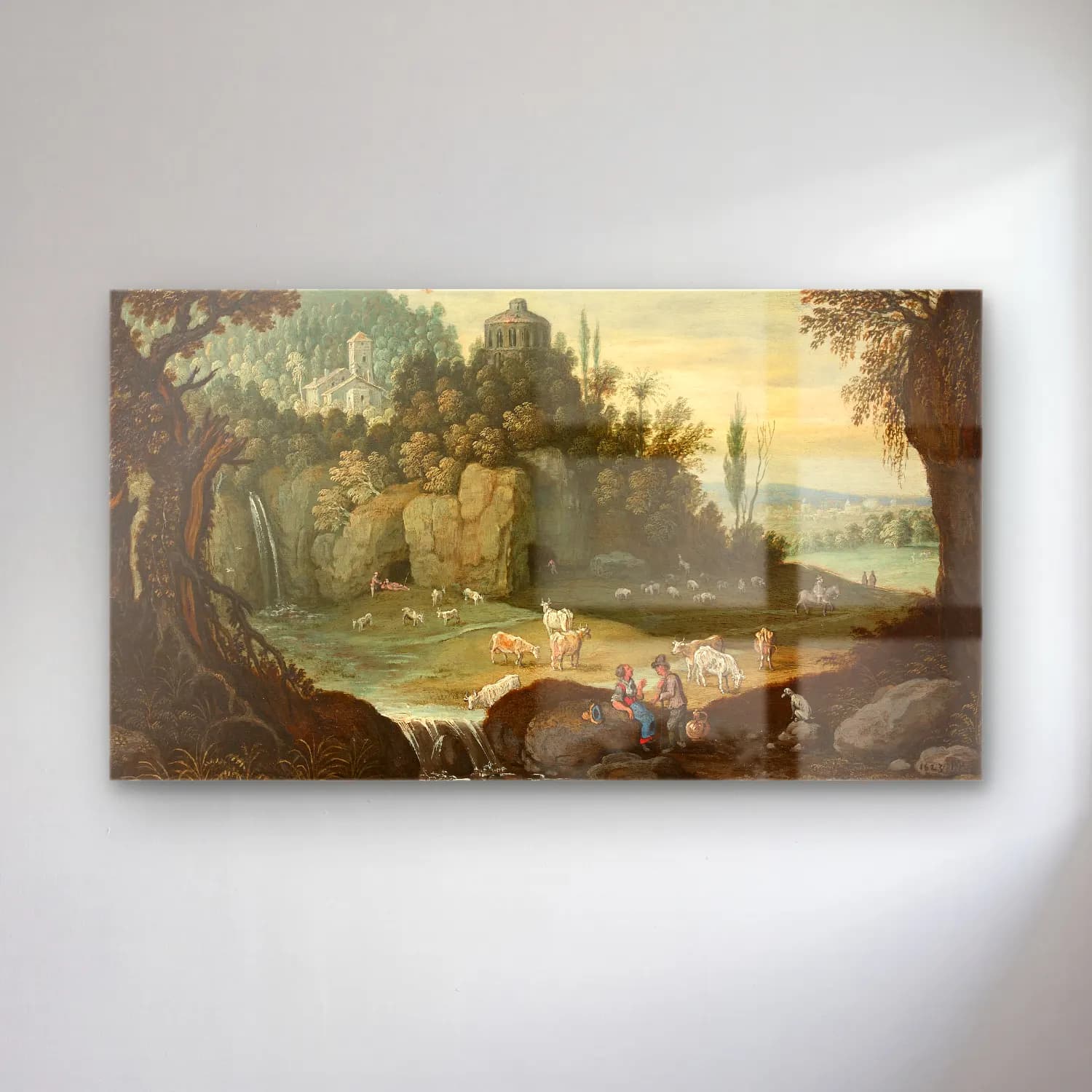 Marten Ryckaert – Diseuse de bonne aventure dans un paysage et Couple de… cam tablo — Marten Ryckaert – Diseuse de bonne aventure dans un paysage et Couple de… — yağlı boya antik kalıntılar