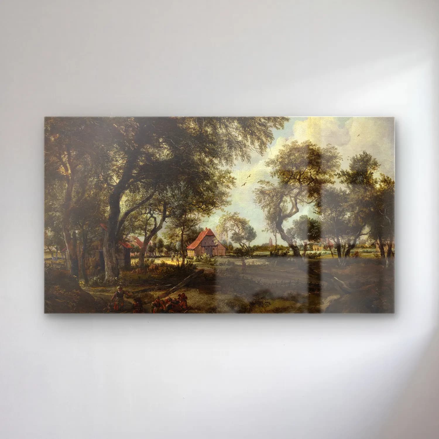 Meindert Hobbema – A Farm in the Sunlight cam tablo — Meindert Hobbema – A Farm in the Sunlight — yağlı boya kır evi