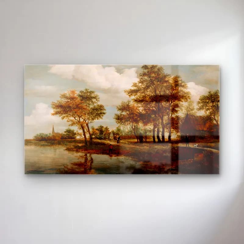 Meindert Hobbema – A River Scene cam tablo — Meindert Hobbema – A River Scene — yağlı boya kırda nehir