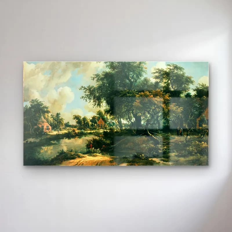 Meindert Hobbema – A Stormy Landscape cam tablo — Meindert Hobbema – A Stormy Landscape — yağlı boya kırda nehir