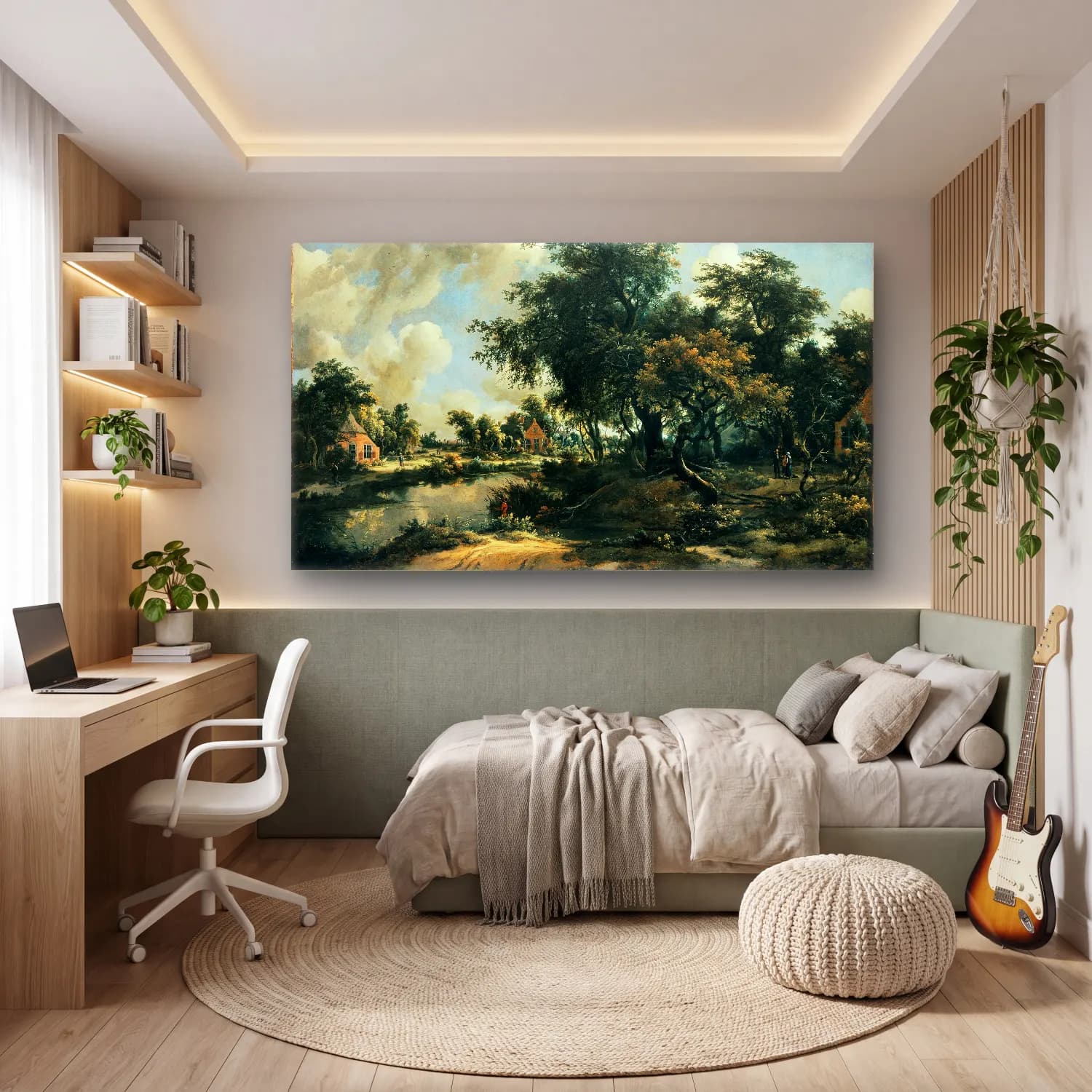 Meindert Hobbema – A Stormy Landscape cam tablo — genç odasında