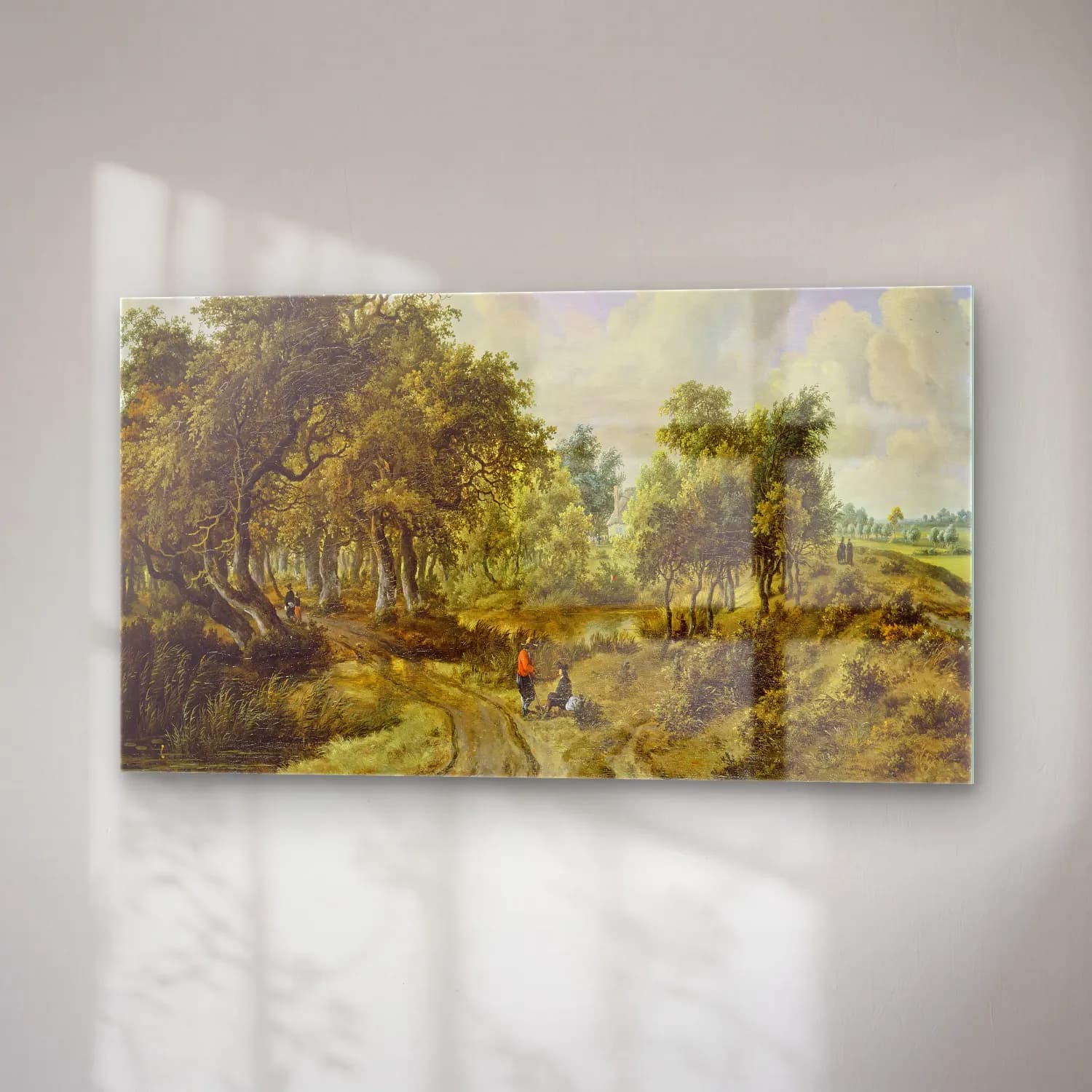 Meindert Hobbema – A Wooded Landscape – Yeşil Tonlar cam tablo — sağ açıdan görünüm
