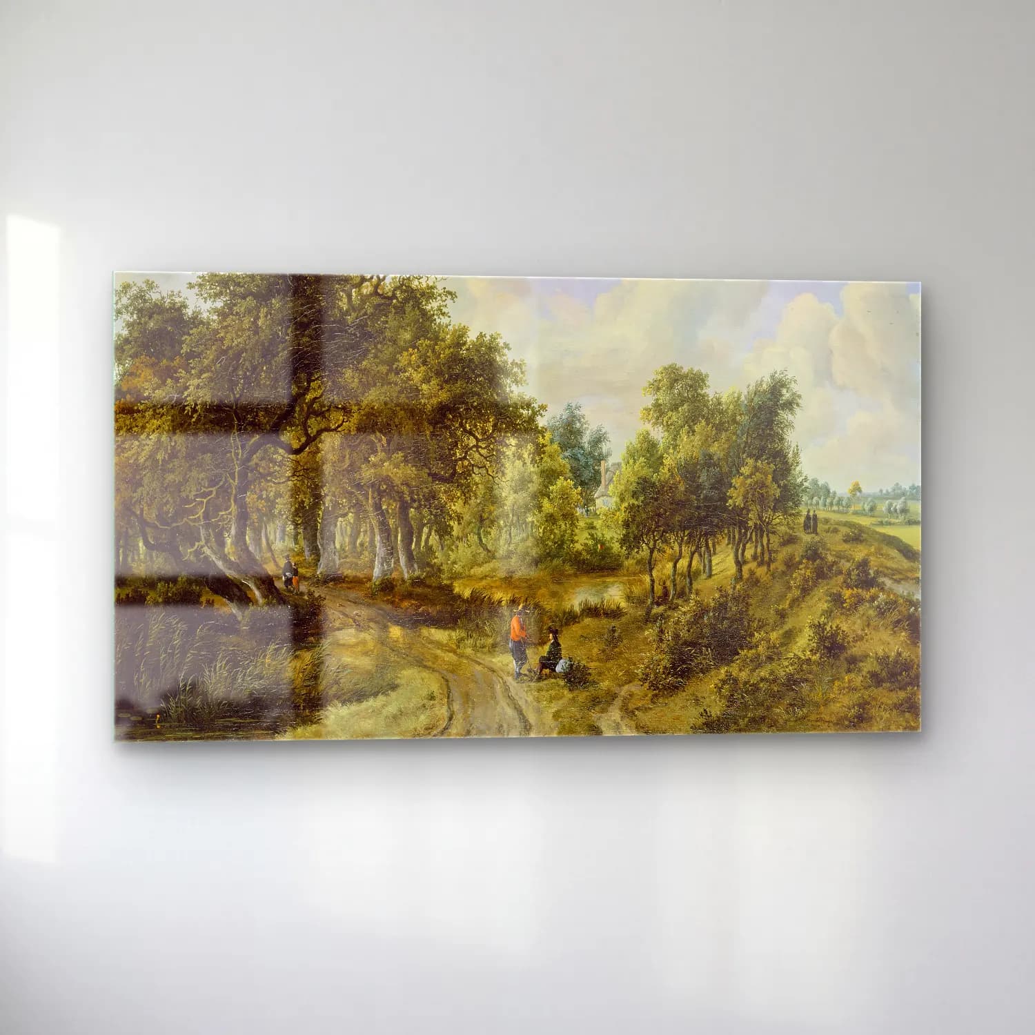 Meindert Hobbema – A Wooded Landscape – Yeşil Tonlar cam tablo — sol açıdan görünüm