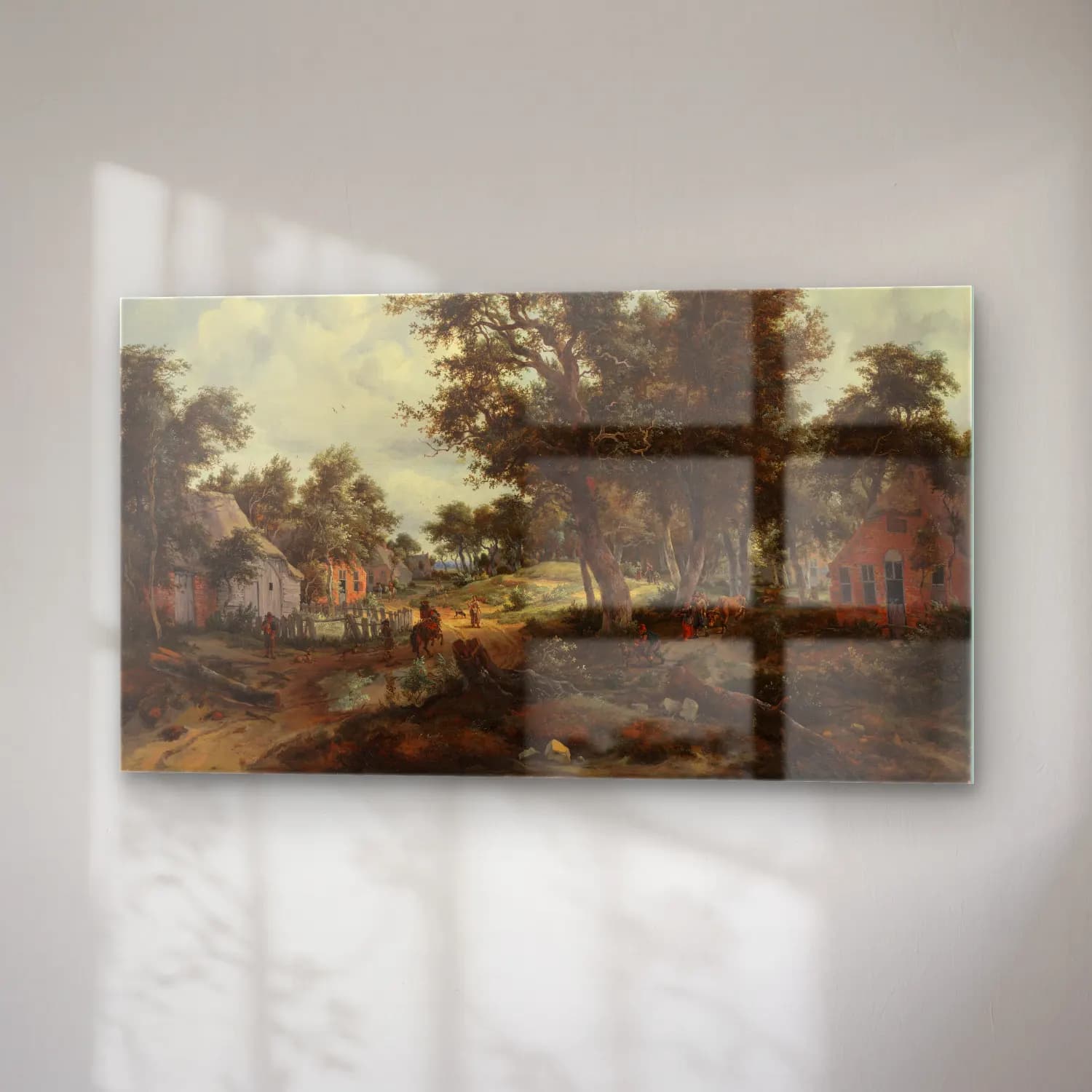Meindert Hobbema – A Wooded Landscape with Travelers on a Path through a Hamlet cam tablo — sağ açıdan görünüm