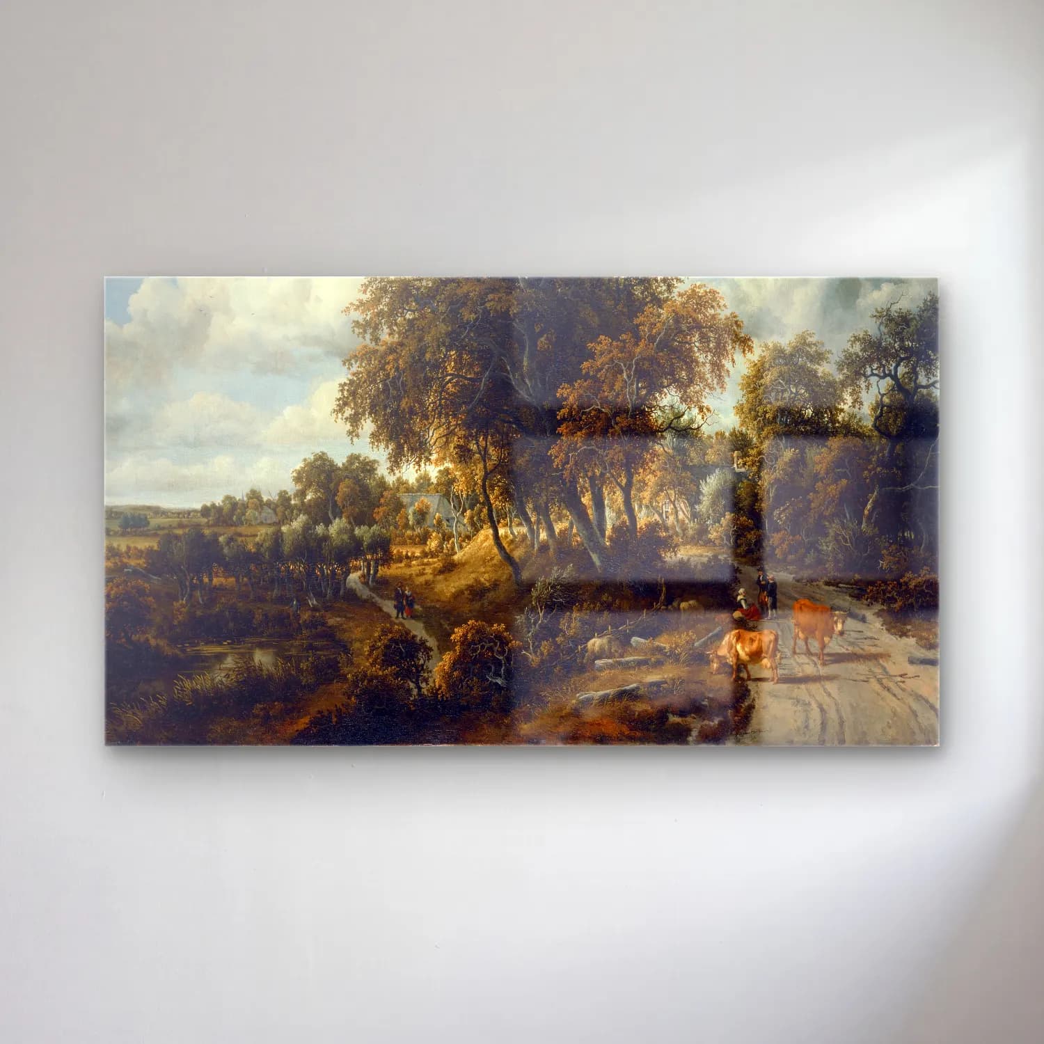 Meindert Hobbema – A Wooded Landscape the Path on the Dyke cam tablo — Meindert Hobbema – A Wooded Landscape the Path on the Dyke — yağlı boya orman