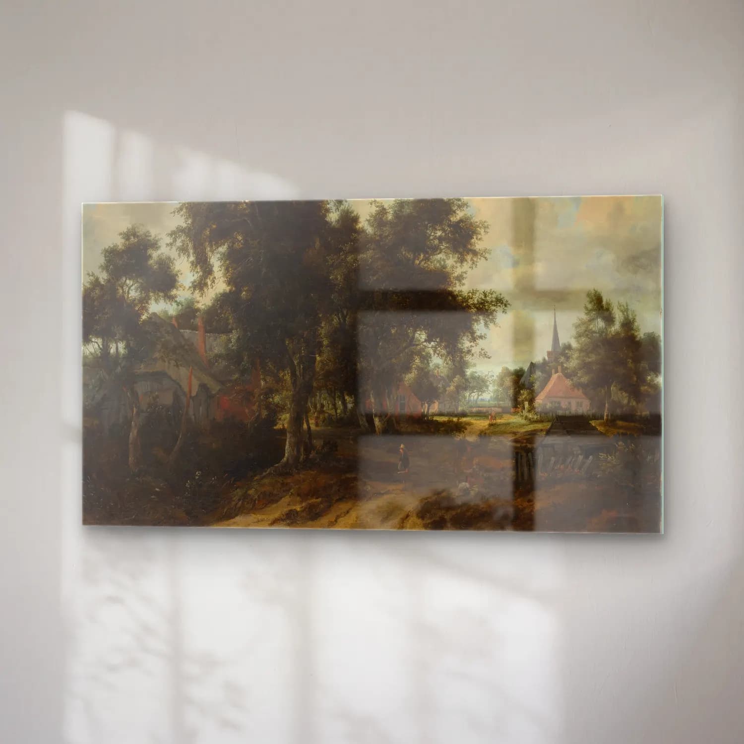 Meindert Hobbema – Entrance to a Village (ca. 1665) cam tablo — sağ açıdan görünüm