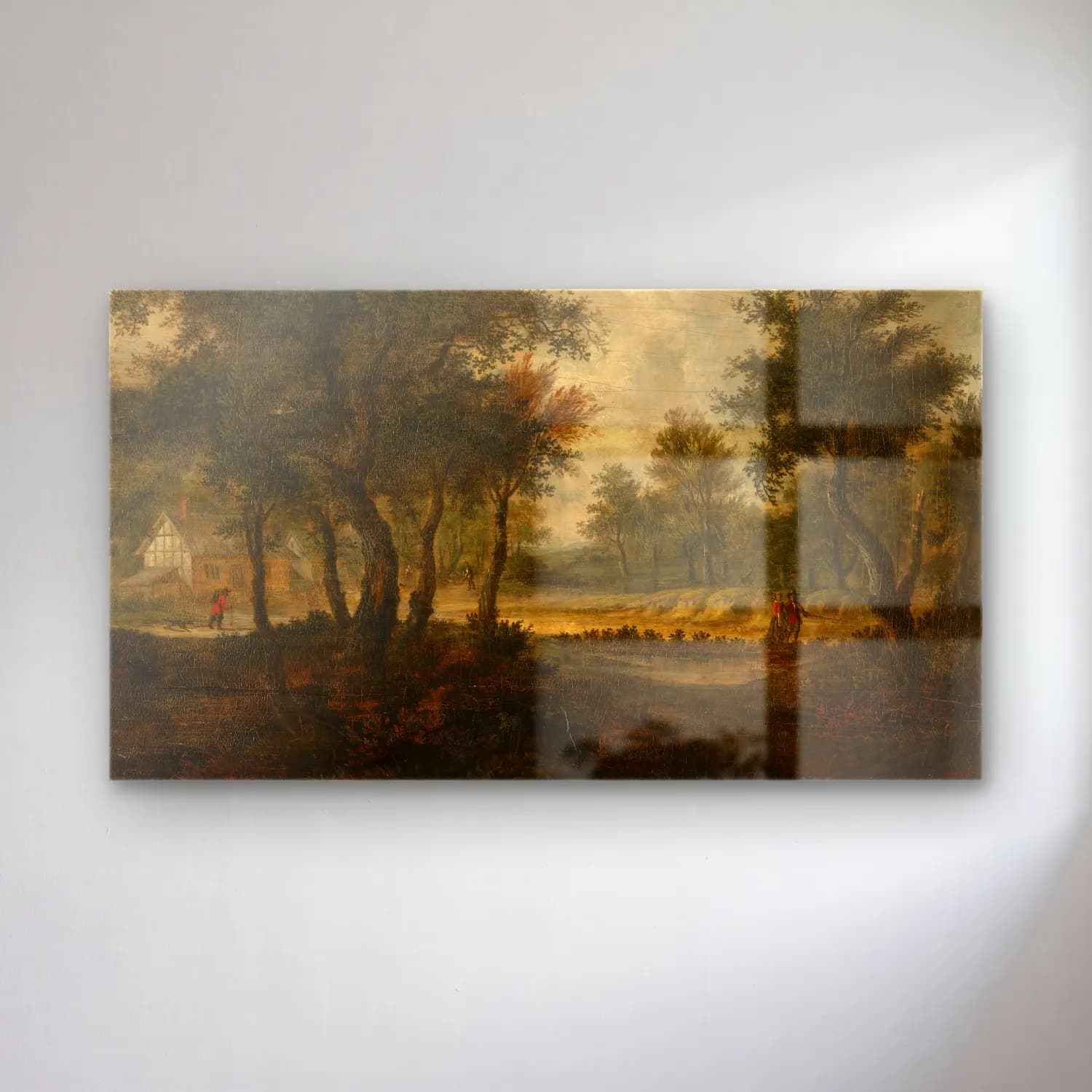 Meindert Hobbema – Landscape with figures cam tablo — Meindert Hobbema – Landscape with figures — yağlı boya kırda nehir