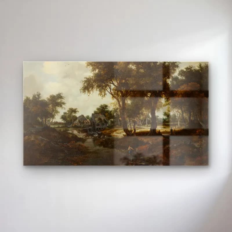 Meindert Hobbema – The Water Mill (The Trevor Landscape) cam tablo — Meindert Hobbema – The Water Mill (The Trevor Landscape) — yağlı boya kırda nehir