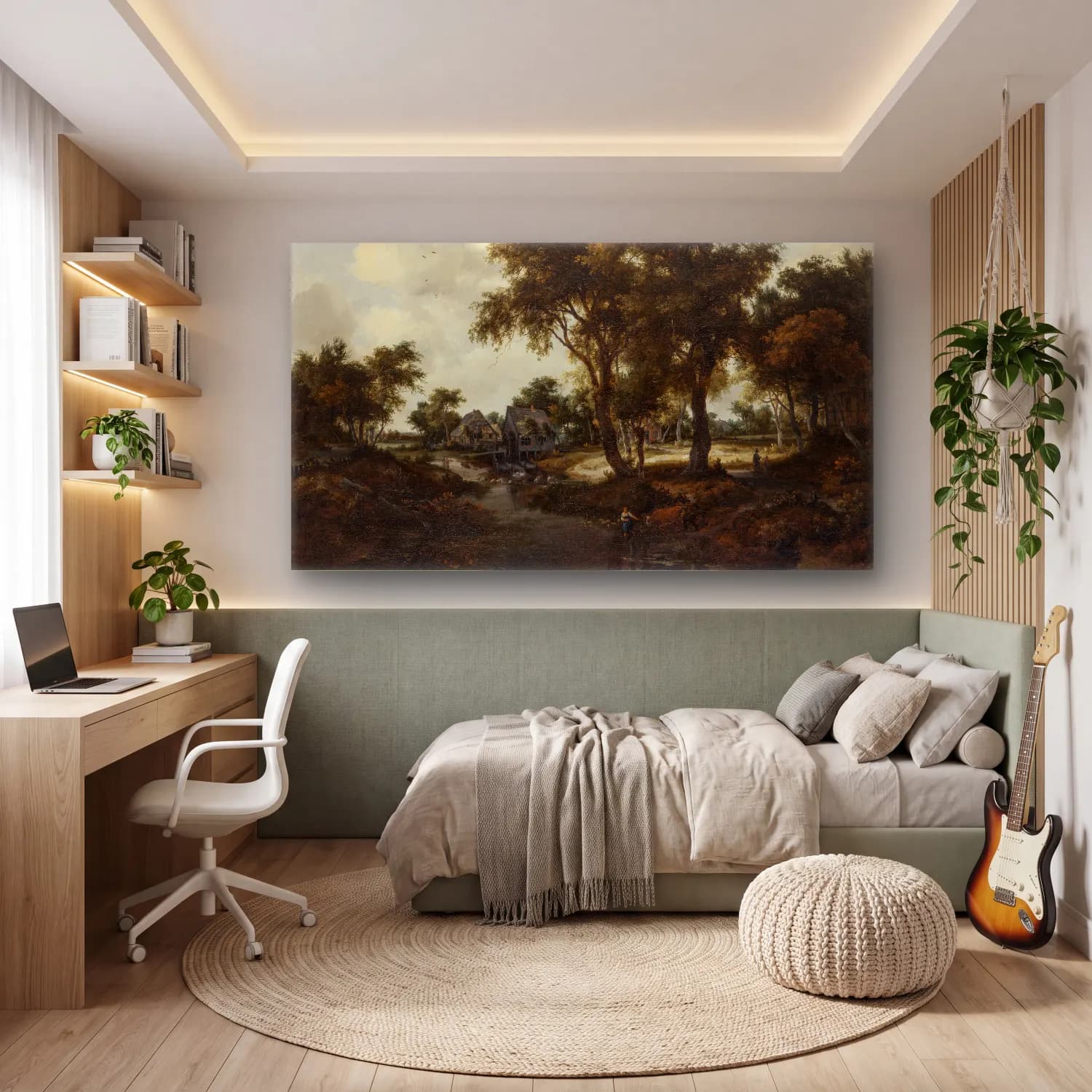 Meindert Hobbema – The Water Mill (The Trevor Landscape) cam tablo — genç odasında