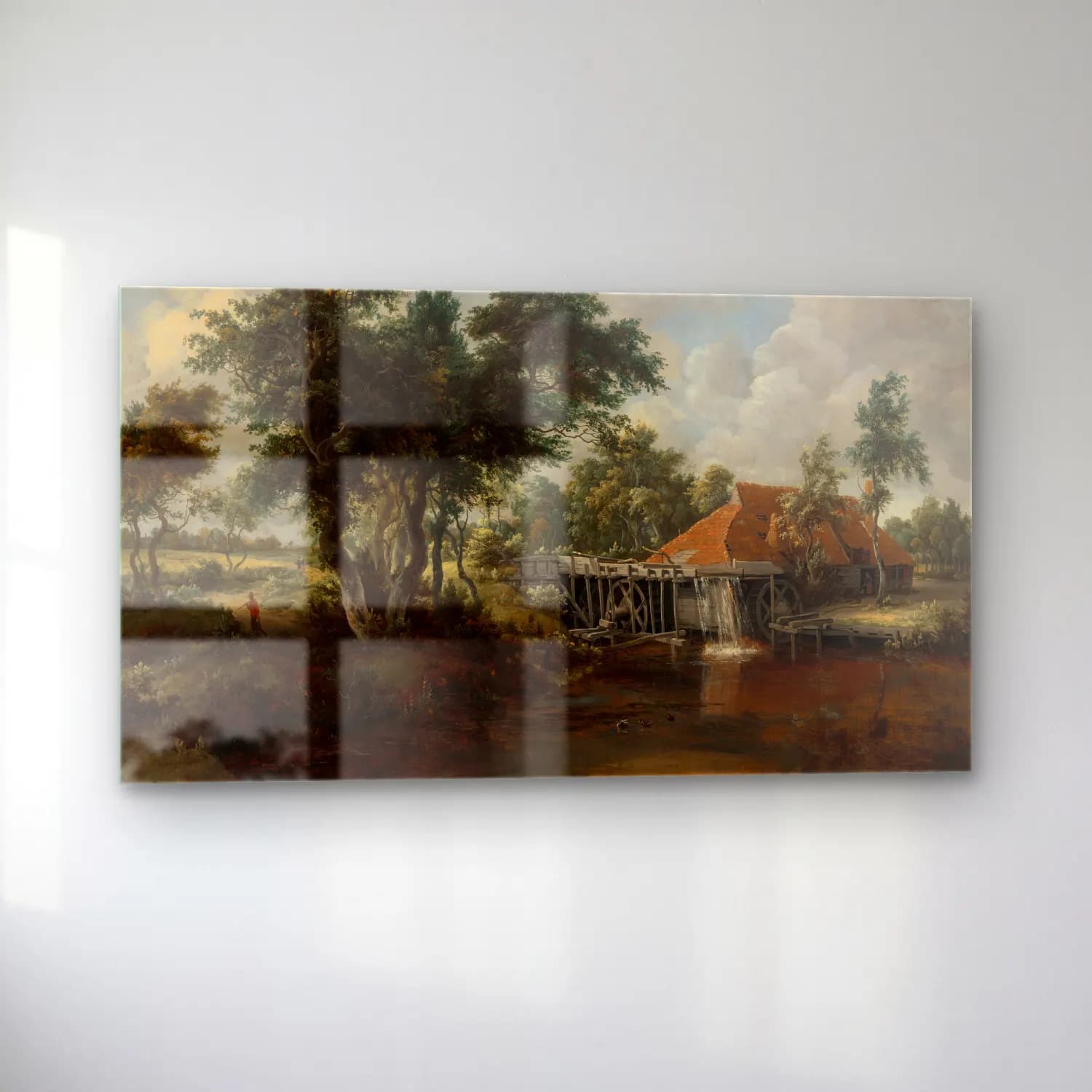 Meindert Hobbema – The Watermill with the Great Red Roof cam tablo — sol açıdan görünüm