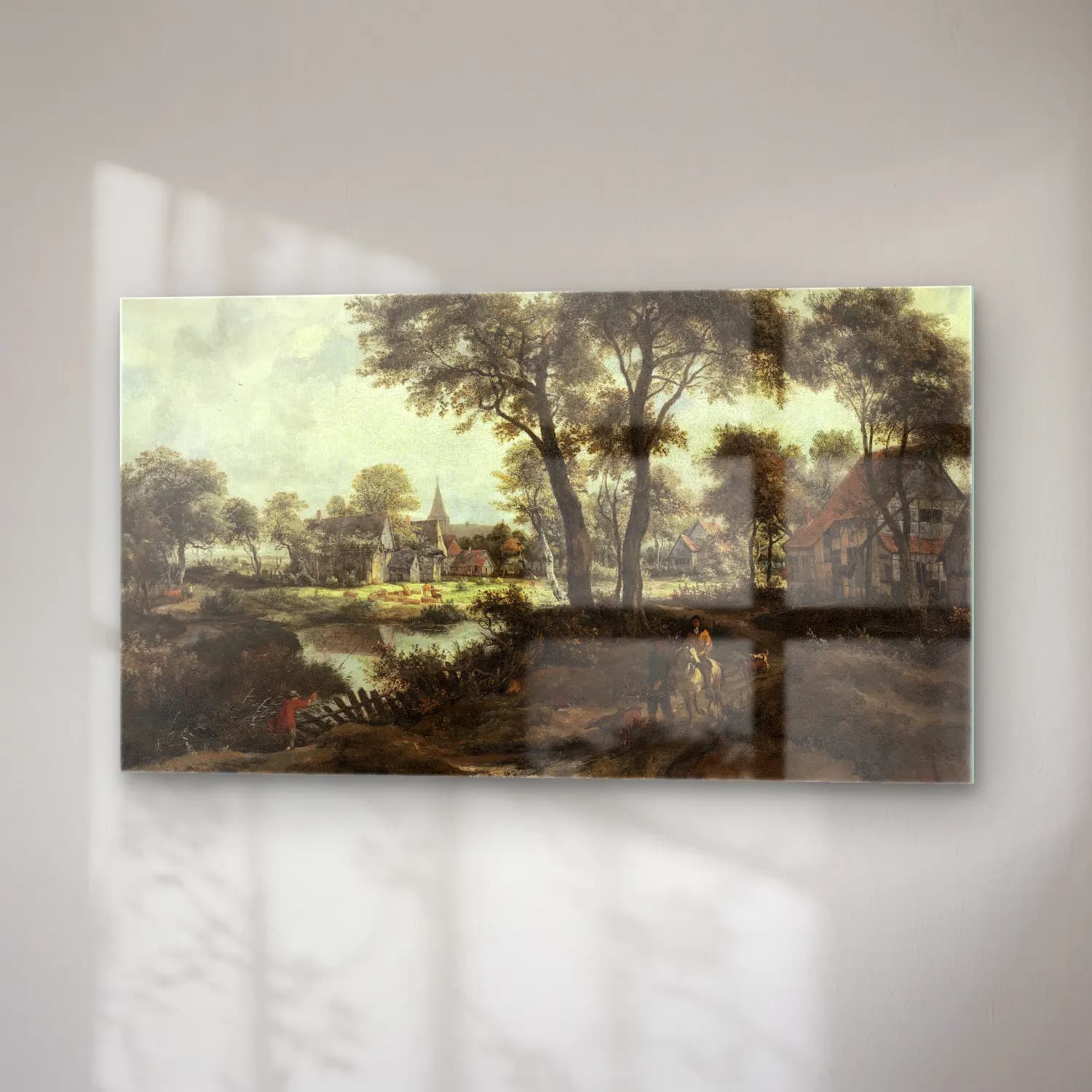 Meindert Hobbema – Village near a Pool cam tablo — sağ açıdan görünüm