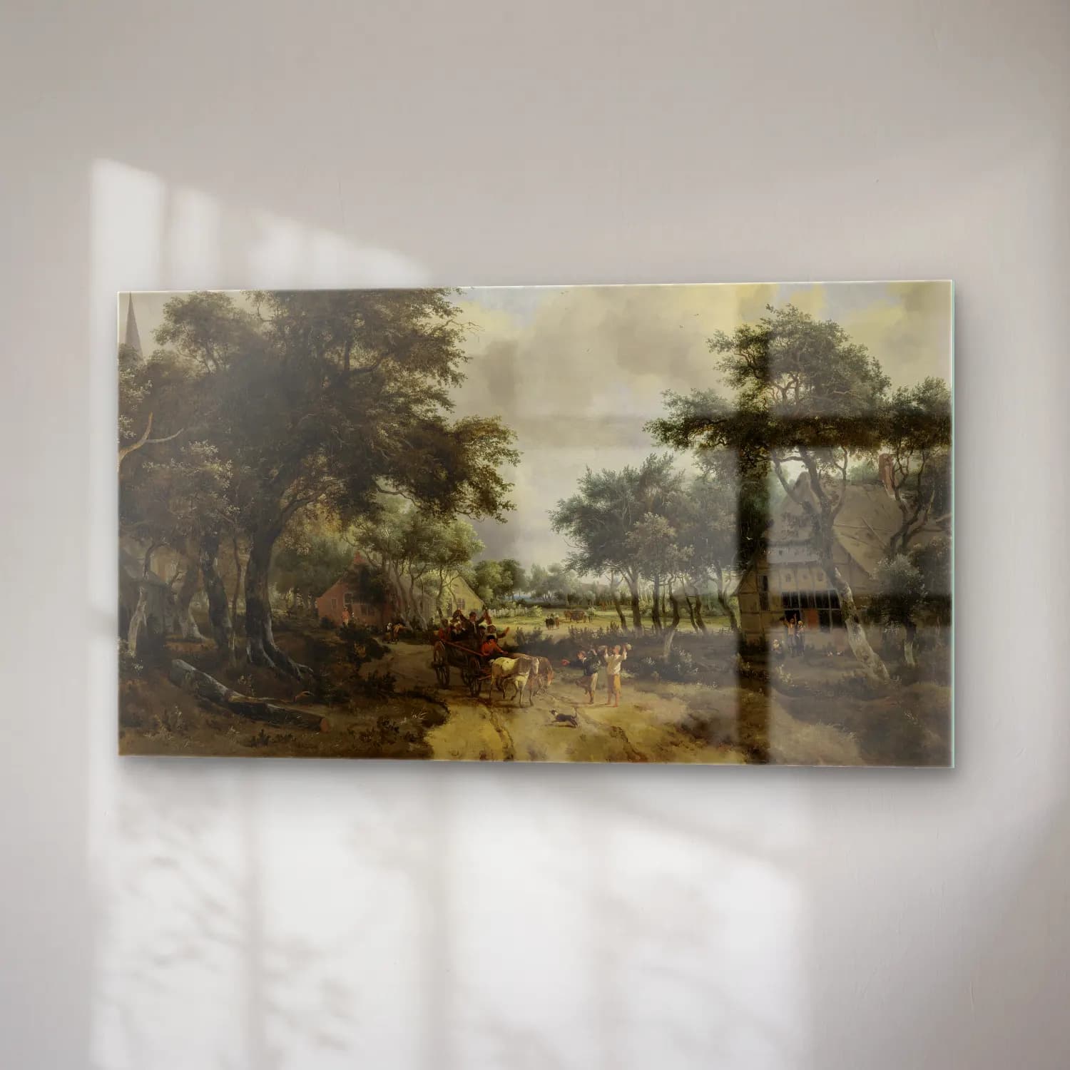 Meindert Hobbema – Wooded Landscape with Merrymakers in a Cart cam tablo — sağ açıdan görünüm