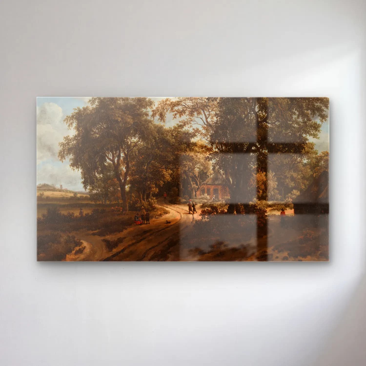 Meindert Hobbema – Wooded Landscape with Watermill cam tablo — Meindert Hobbema – Wooded Landscape with Watermill — yağlı boya köy sokağı