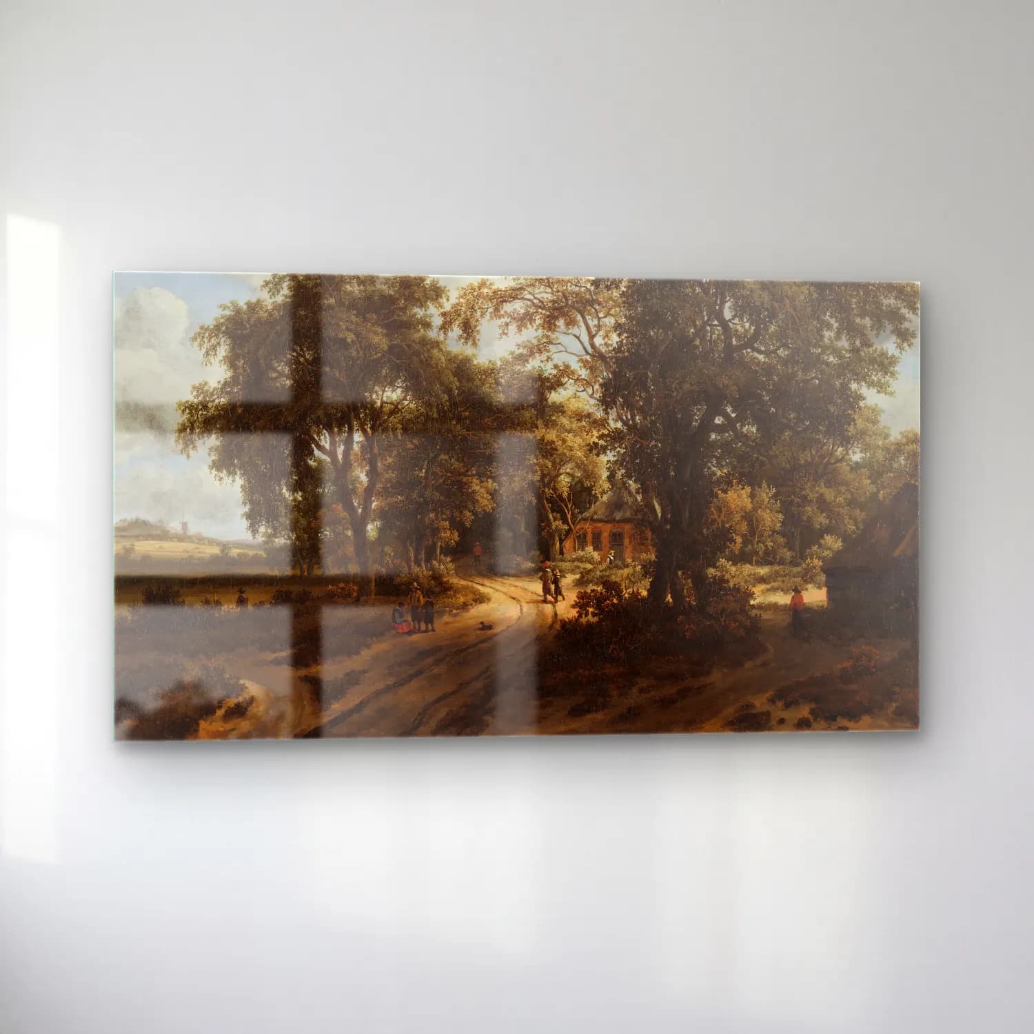 Meindert Hobbema – Wooded Landscape with Watermill cam tablo — sol açıdan görünüm