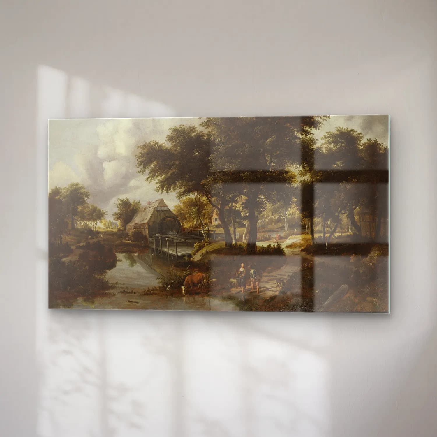 Meindert Hobbema – Wooded Landscape with a Watermill cam tablo — sağ açıdan görünüm