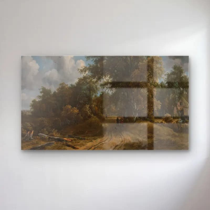 Meindert Hobbema – Woodland Road (ca. 1670) cam tablo — Meindert Hobbema – Woodland Road (ca. 1670) — yağlı boya orman