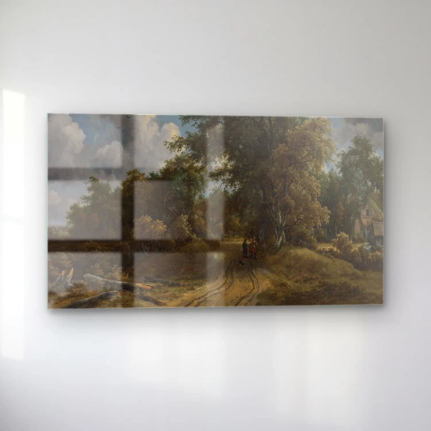 Meindert Hobbema – Woodland Road (ca. 1670) cam tablo — sol açıdan görünüm