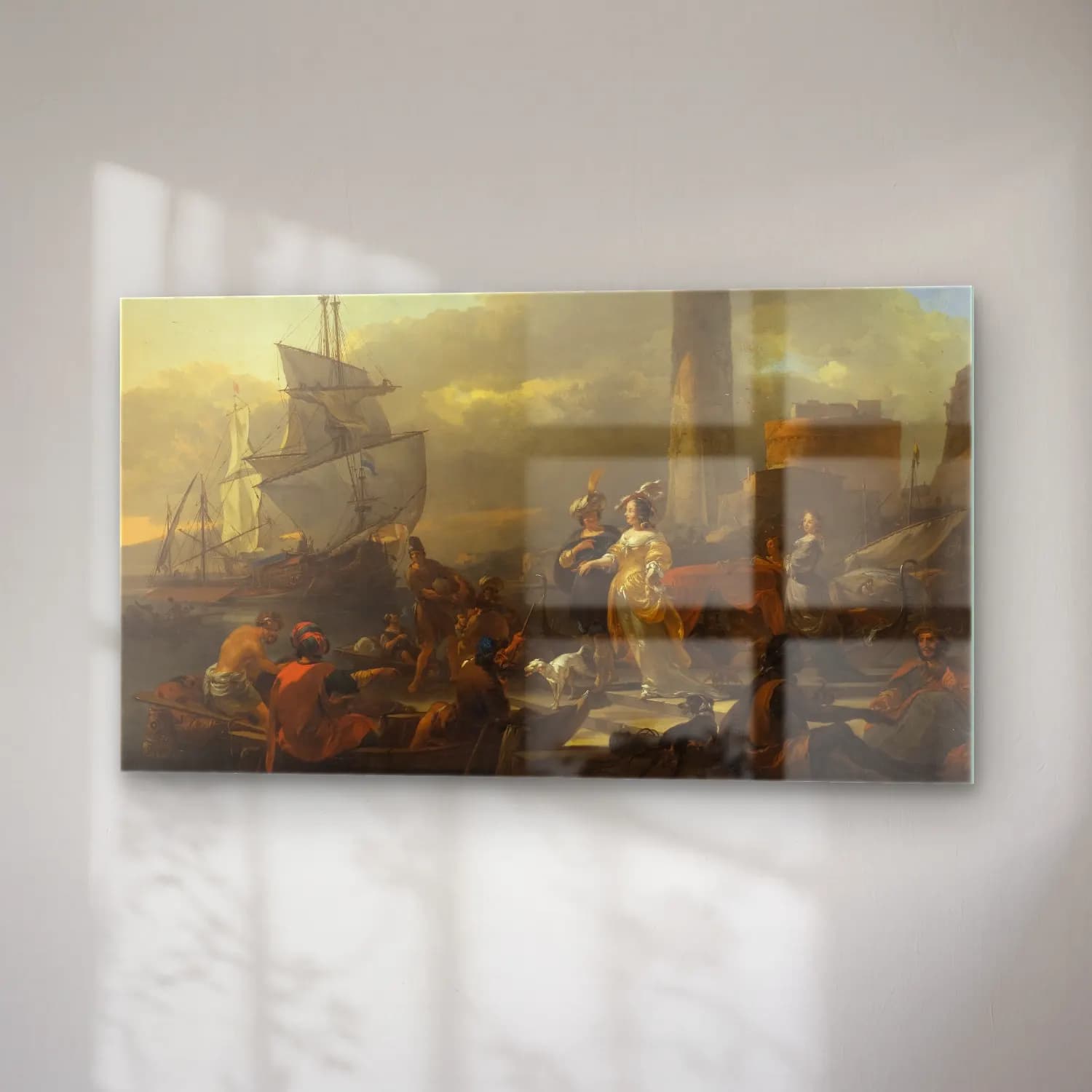 Nicolaes Pietersz. Berchem – A Harbour Scene (ca 1665) cam tablo — sağ açıdan görünüm