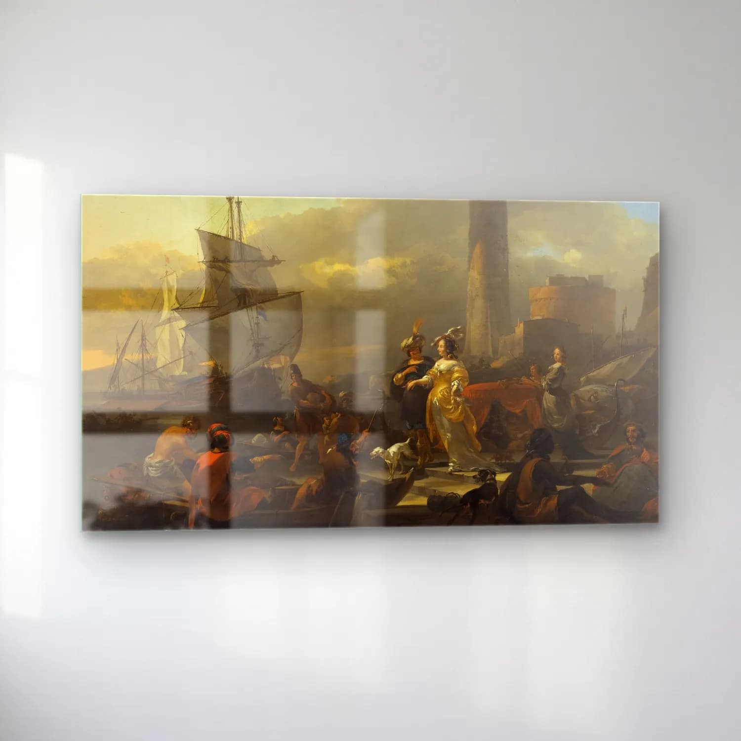 Nicolaes Pietersz. Berchem – A Harbour Scene (ca 1665) cam tablo — sol açıdan görünüm