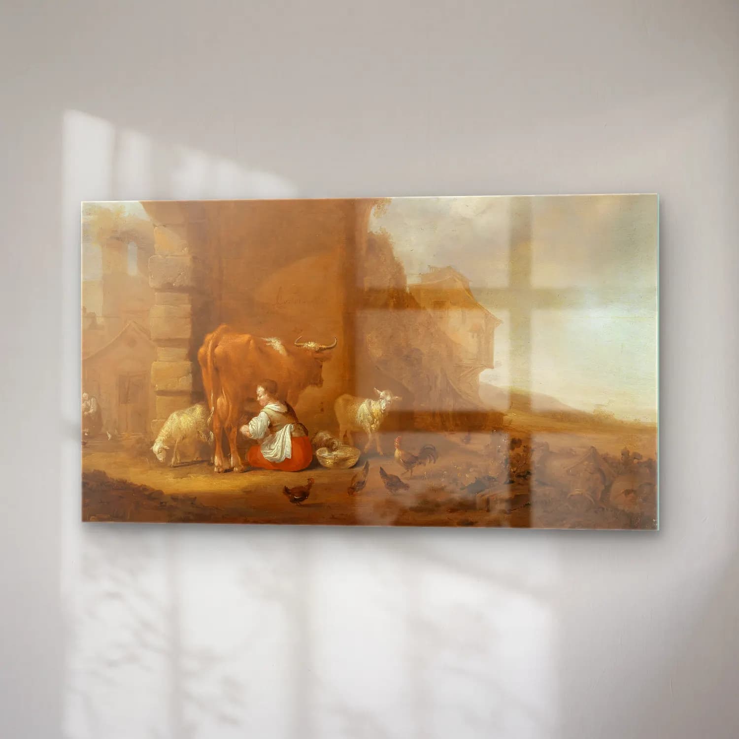 Nicolaes Pietersz. Berchem – A milkmaid amongst ruins cam tablo — sağ açıdan görünüm