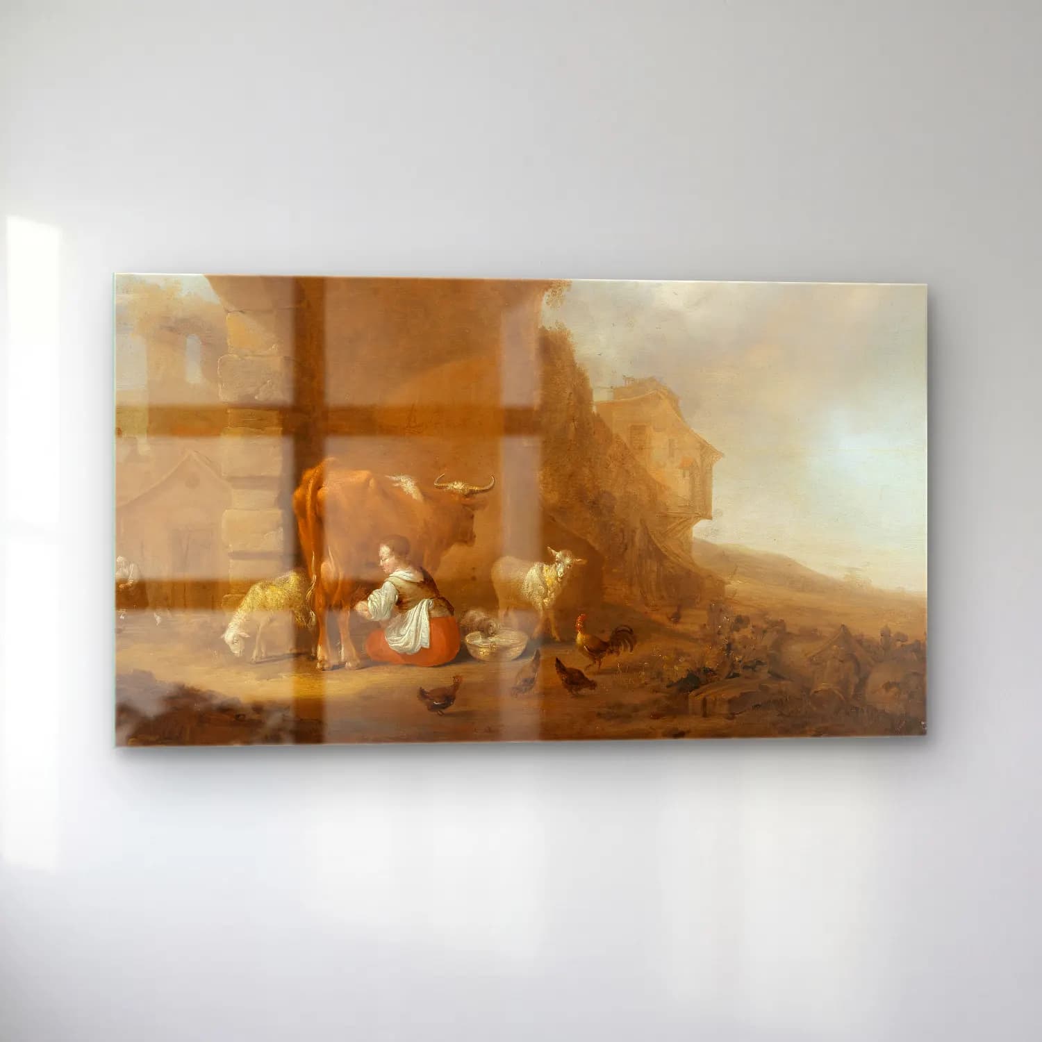 Nicolaes Pietersz. Berchem – A milkmaid amongst ruins cam tablo — sol açıdan görünüm