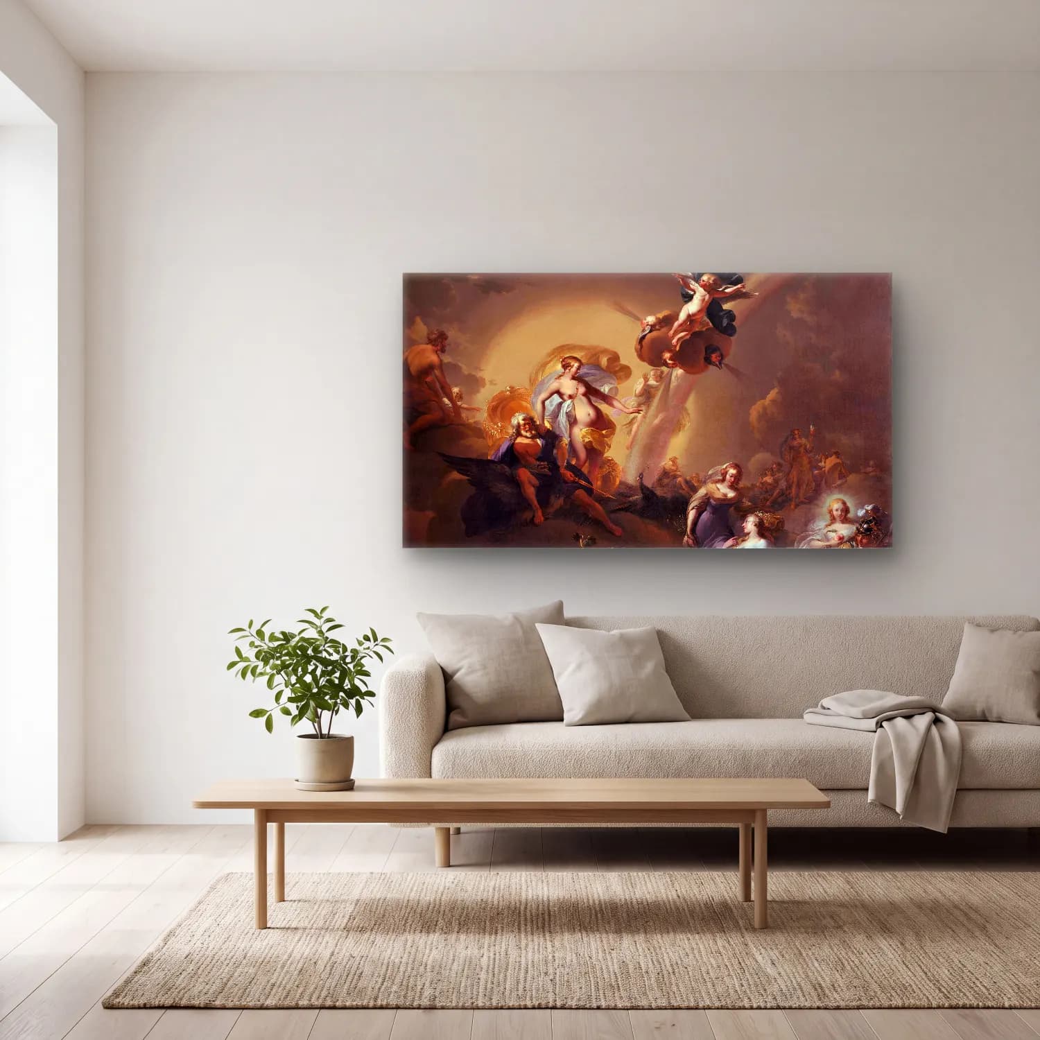 Nicolaes Pietersz. Berchem – Allegory On The Expansion Of Amsterdam (C.1663) cam tablo — açık renk salonda